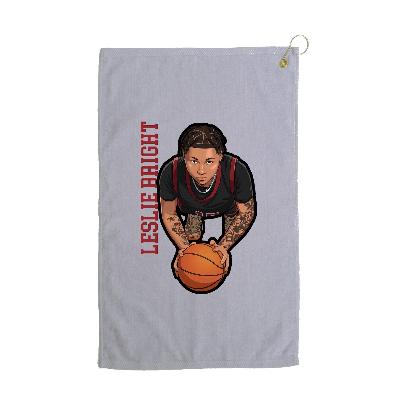 Golf Towel — Name Vertical in Grey