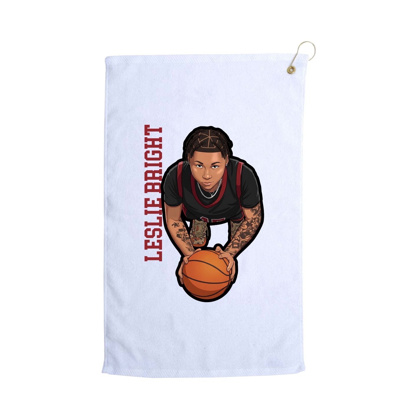 Golf Towel — Name Vertical in White