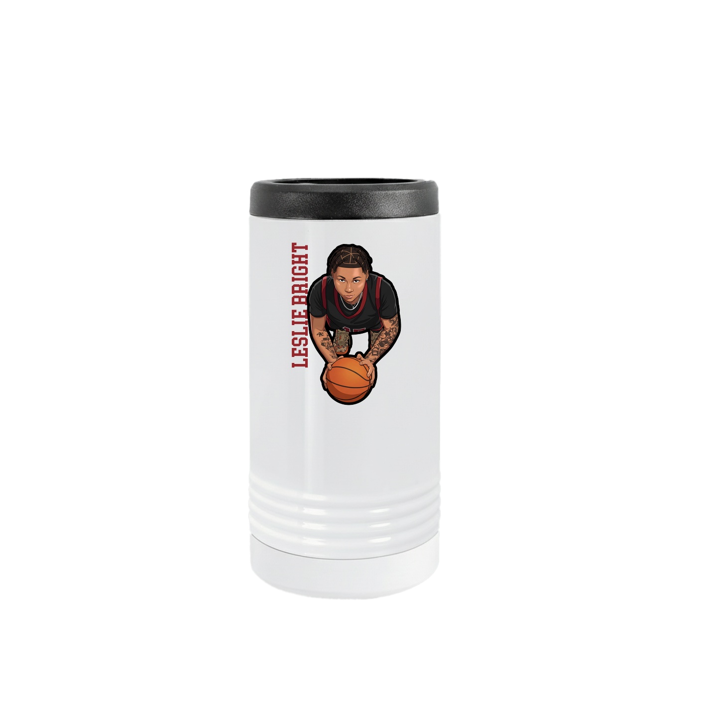 Slim Beverage Holder — Name Vertical in White