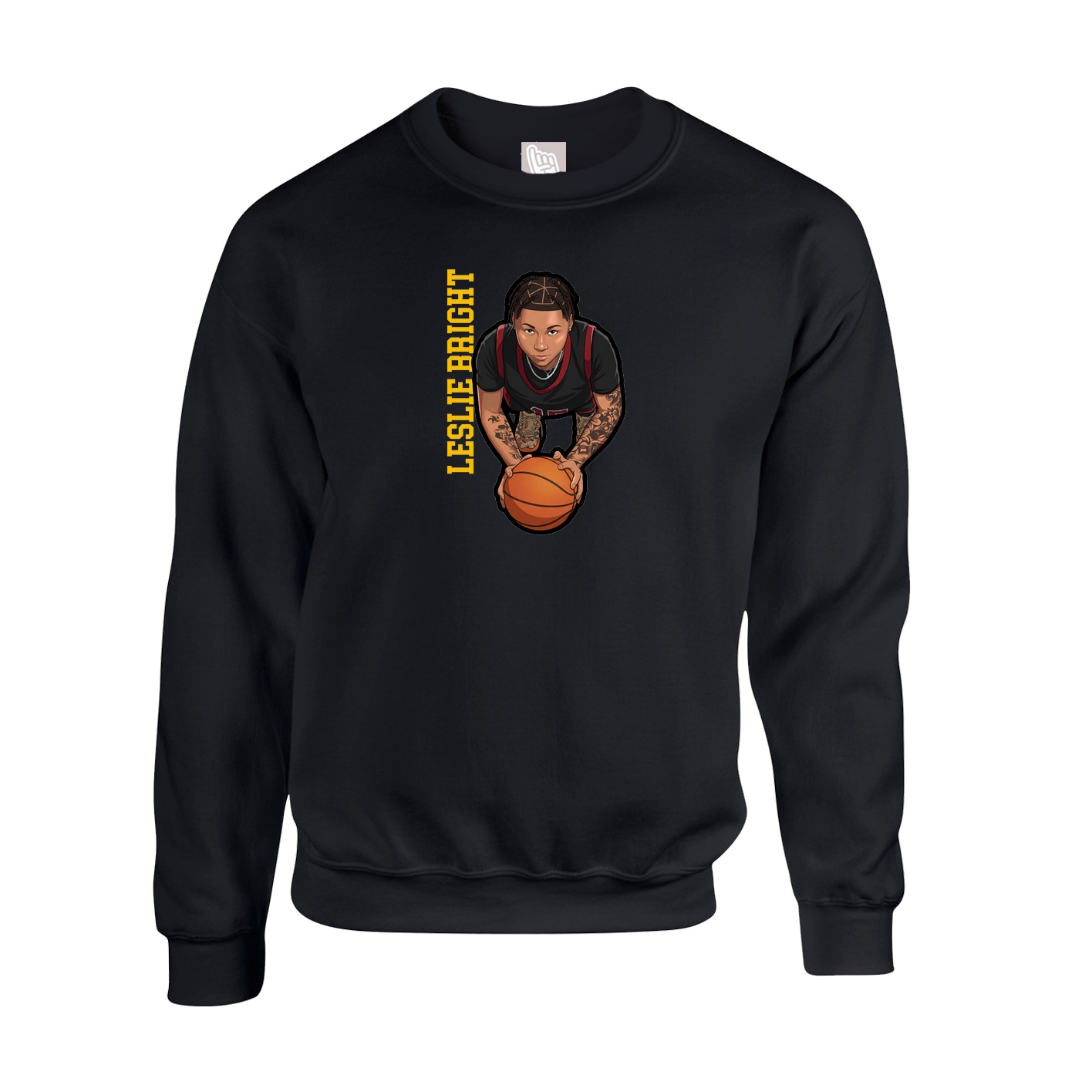 Fleece Crew — Name Vertical in Black