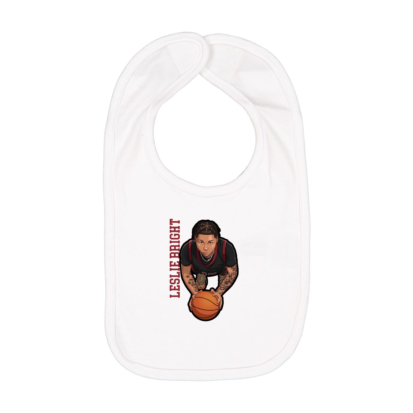 Infant Bib — Name Vertical in White