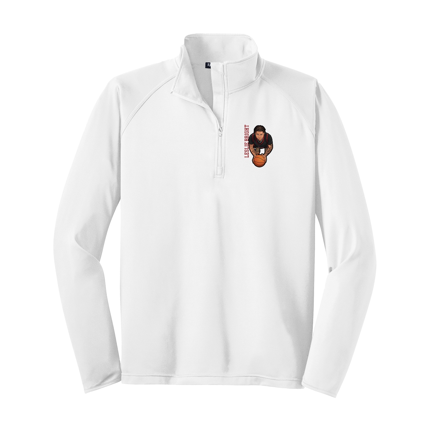 Q-Zip Pullover — Name Vertical in White