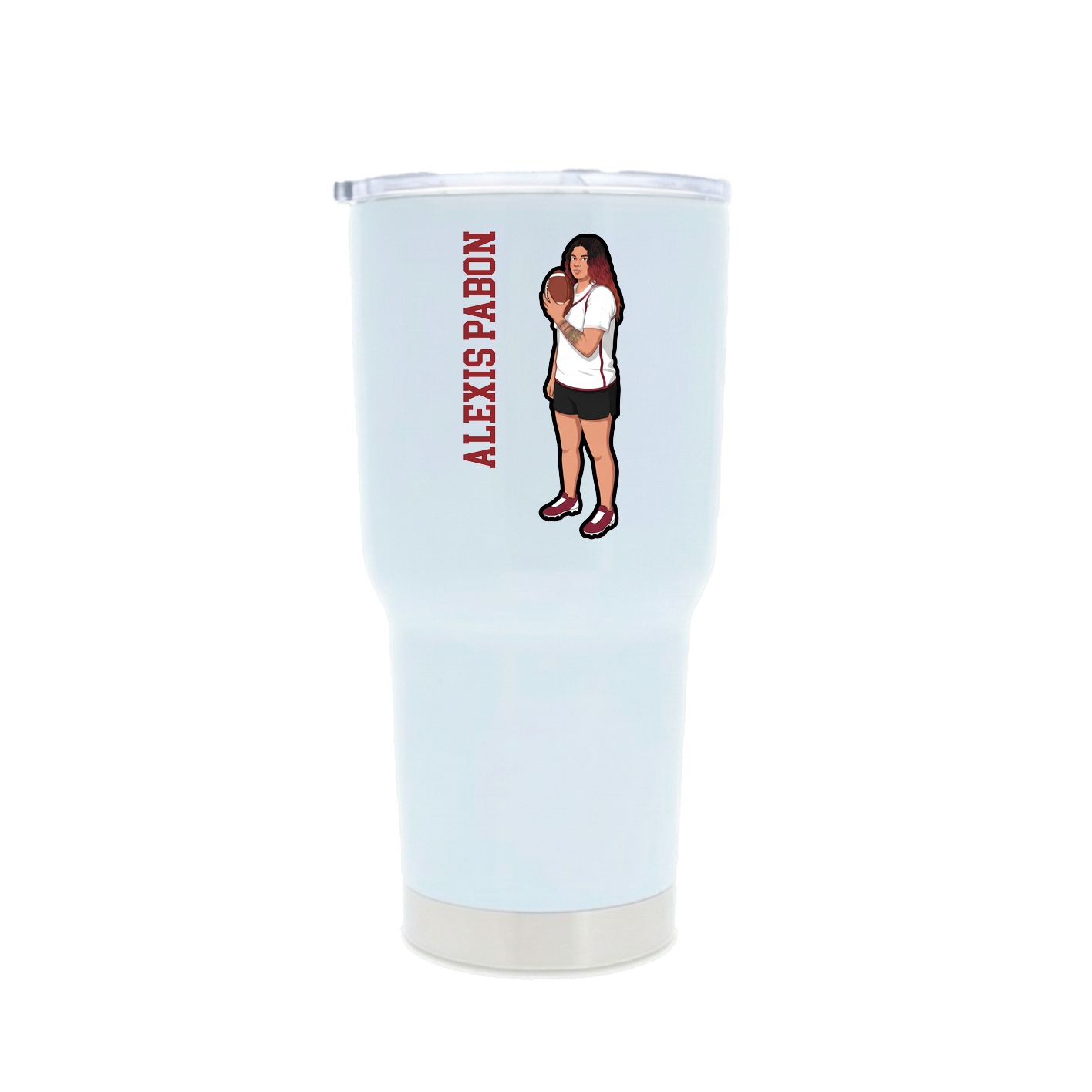 30oz Stainless Steel Tumbler — Name Vertical in White