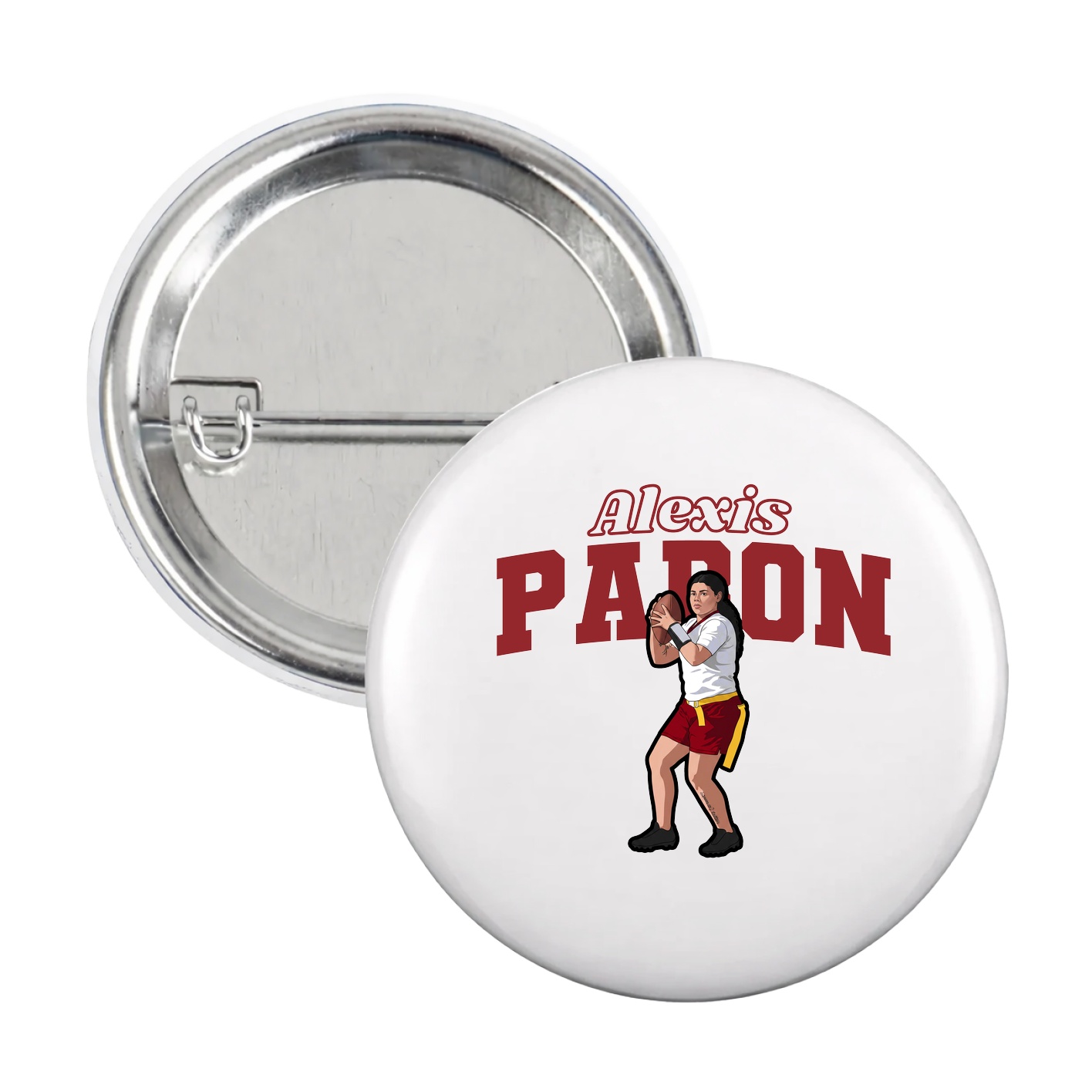 Game Day Button — Name Arch in White
