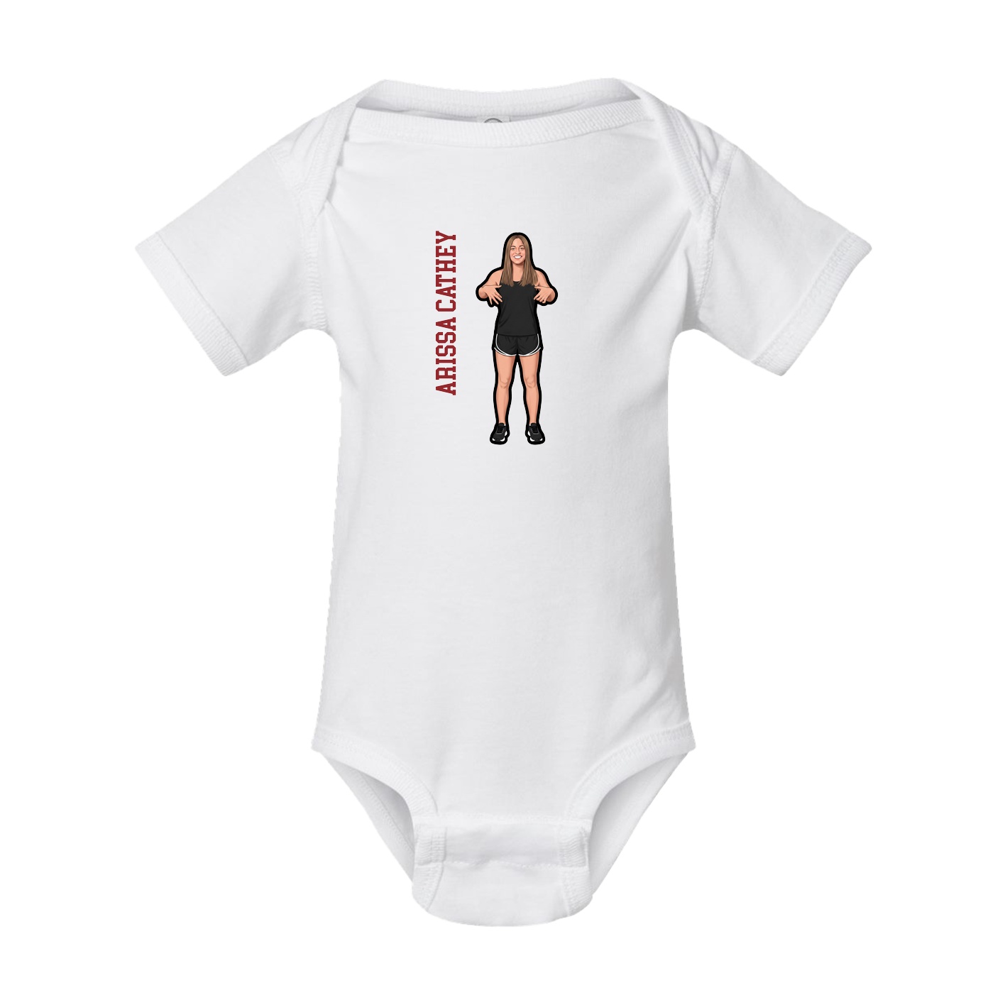Baby Onesie — Name Vertical in White