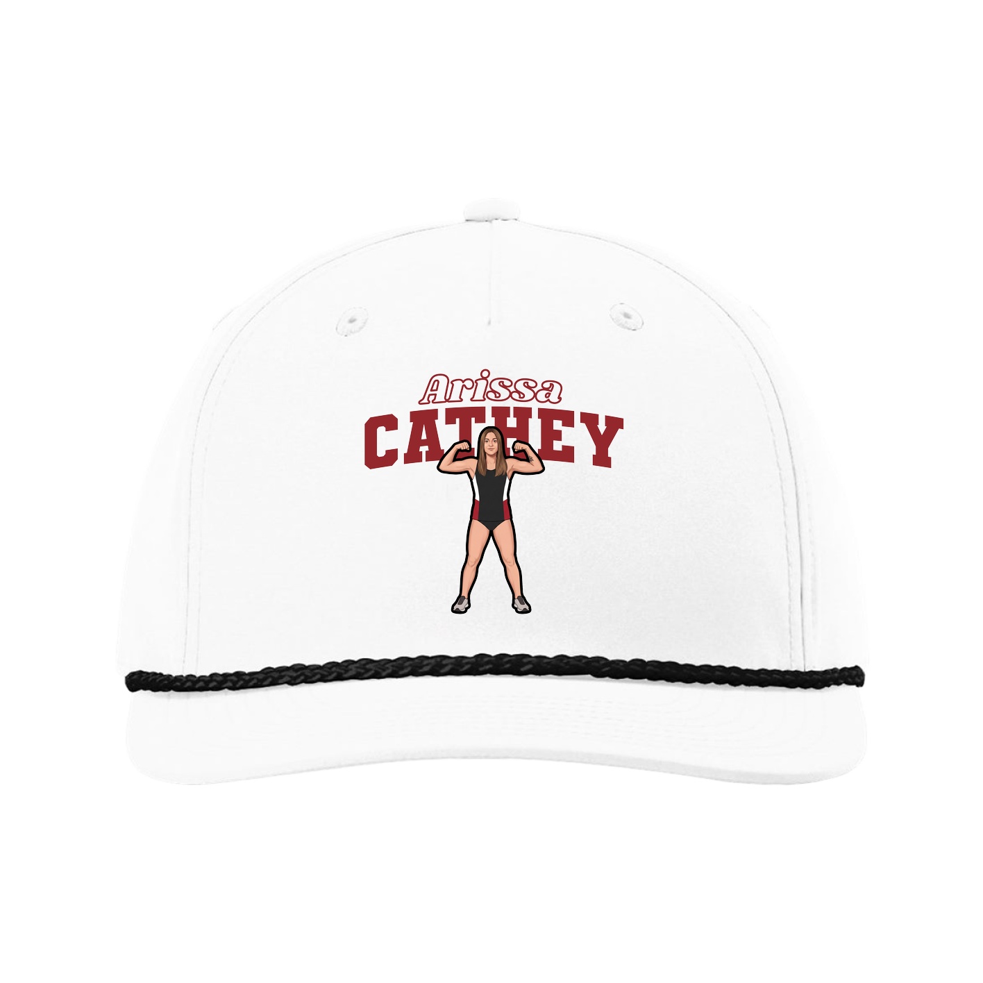 Five-Panel Classic Rope Cap — Name Arch in White