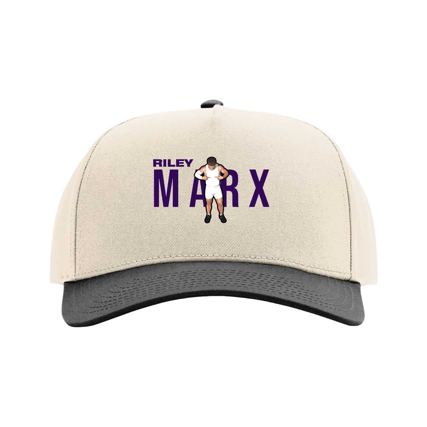 Full Fabric Five-Panel Champ Cap — Player Name in Cream/Black