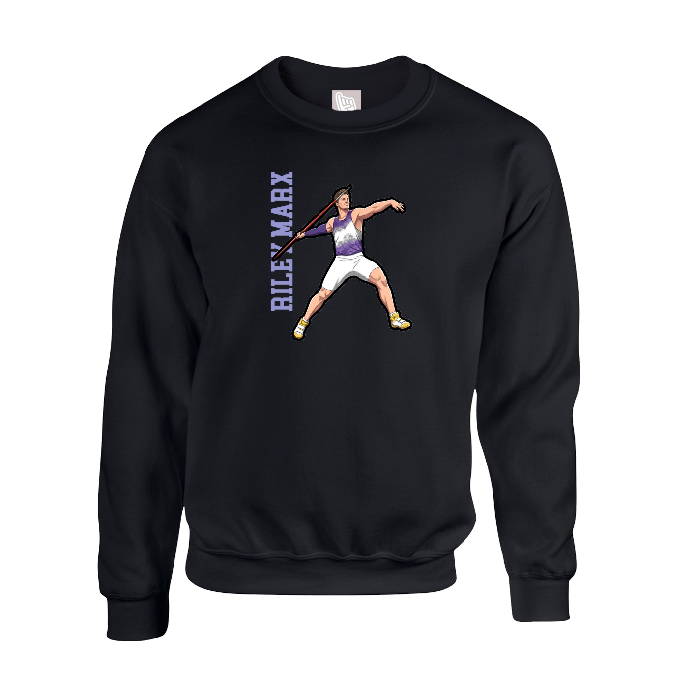 Fleece Crew — Name Vertical in Black