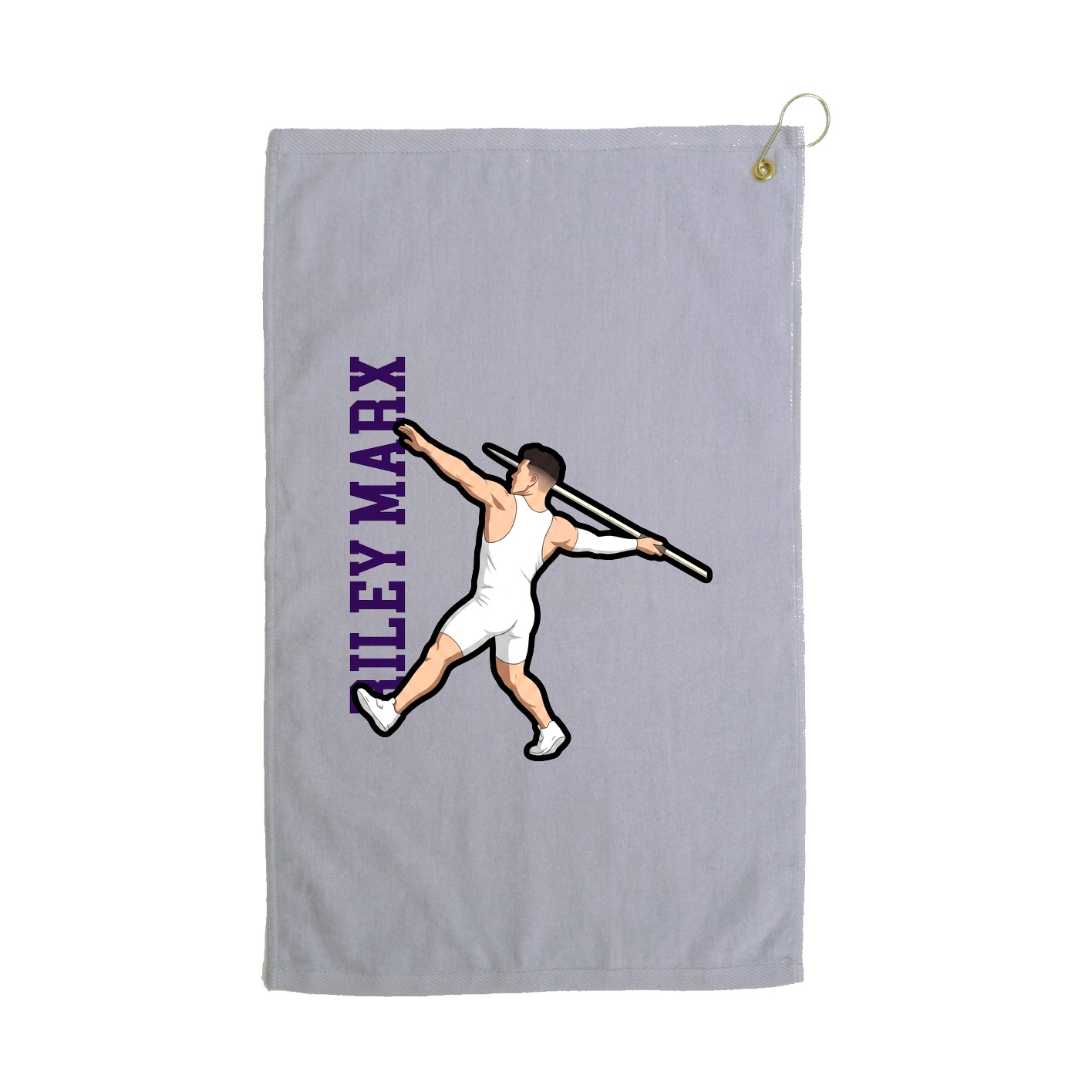 Golf Towel — Name Vertical in Grey