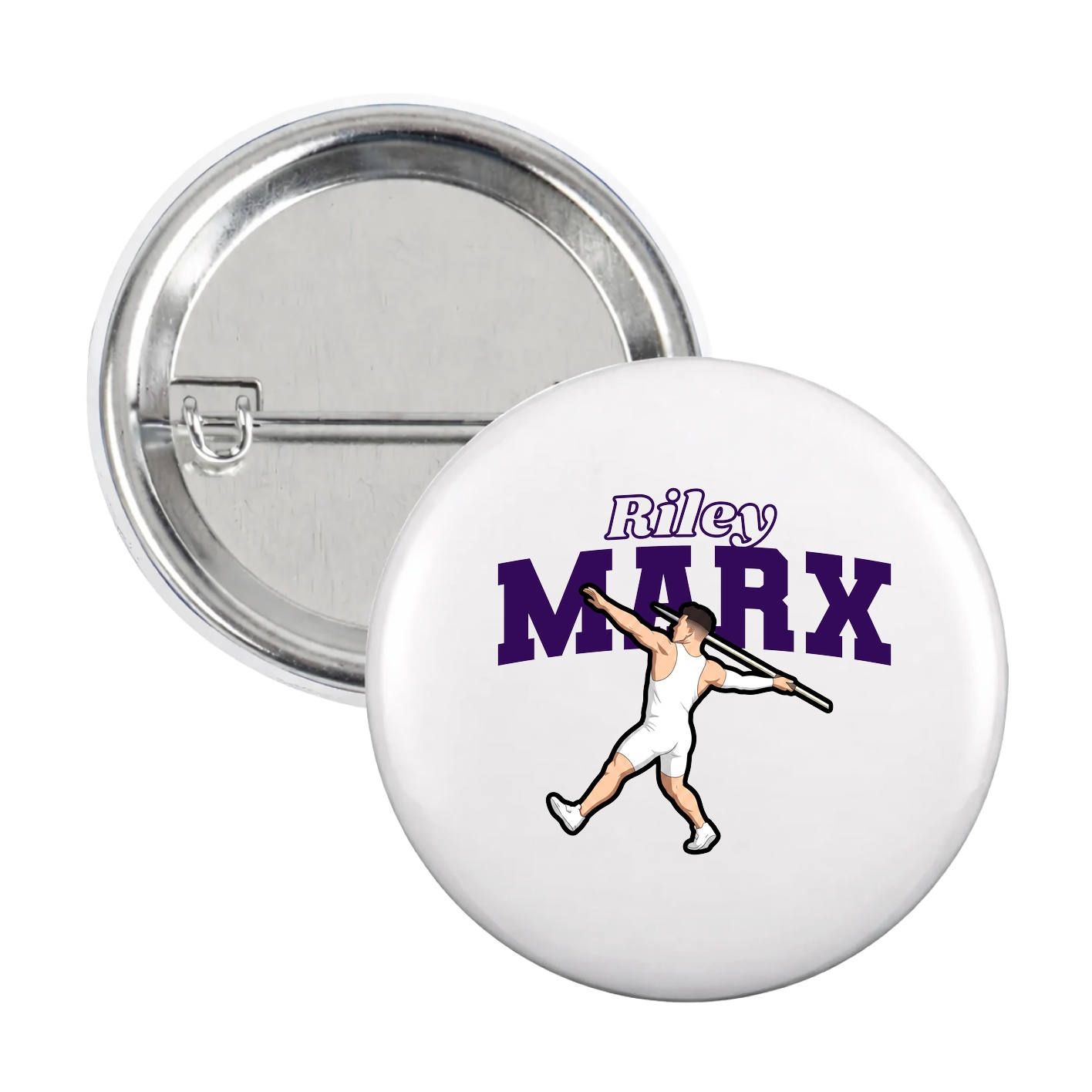 Game Day Button — Name Arch in White