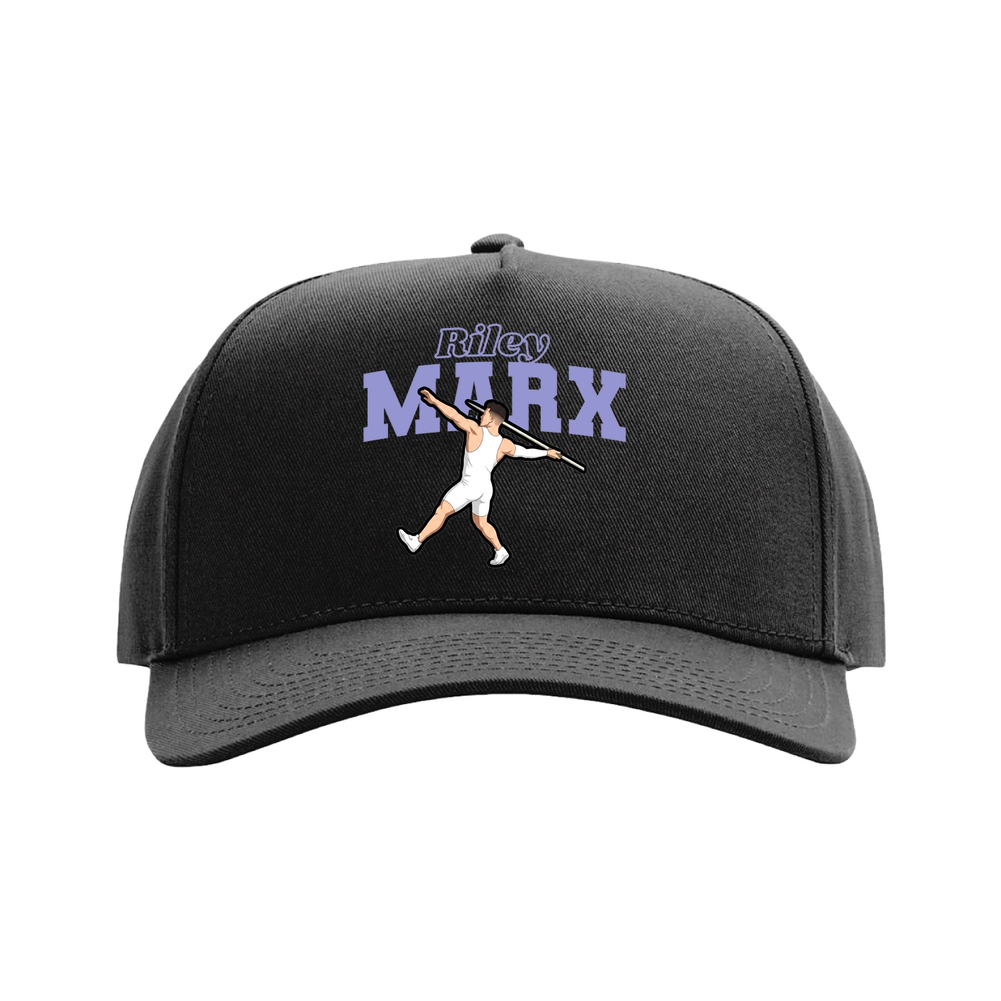 Full Fabric Five-Panel Champ Cap — Name Arch in Black