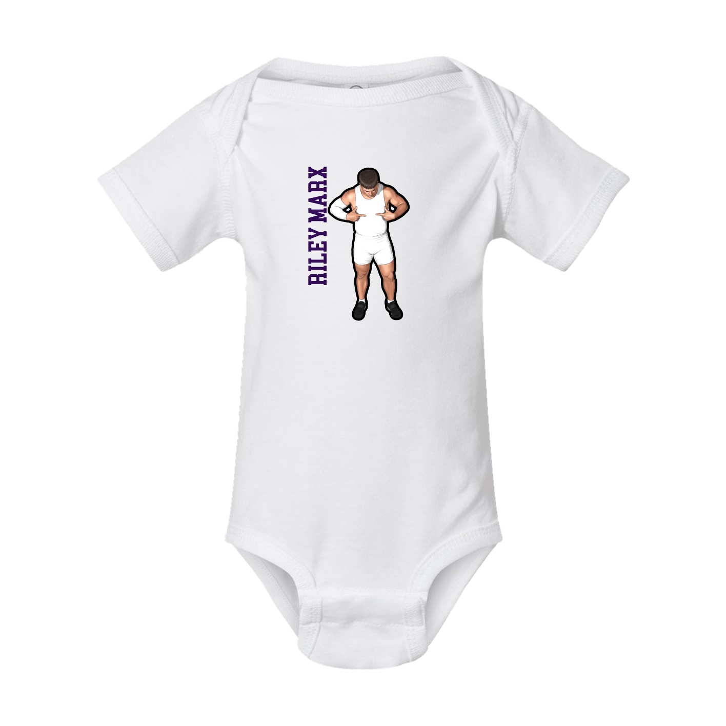 Baby Onesie — Name Vertical in White