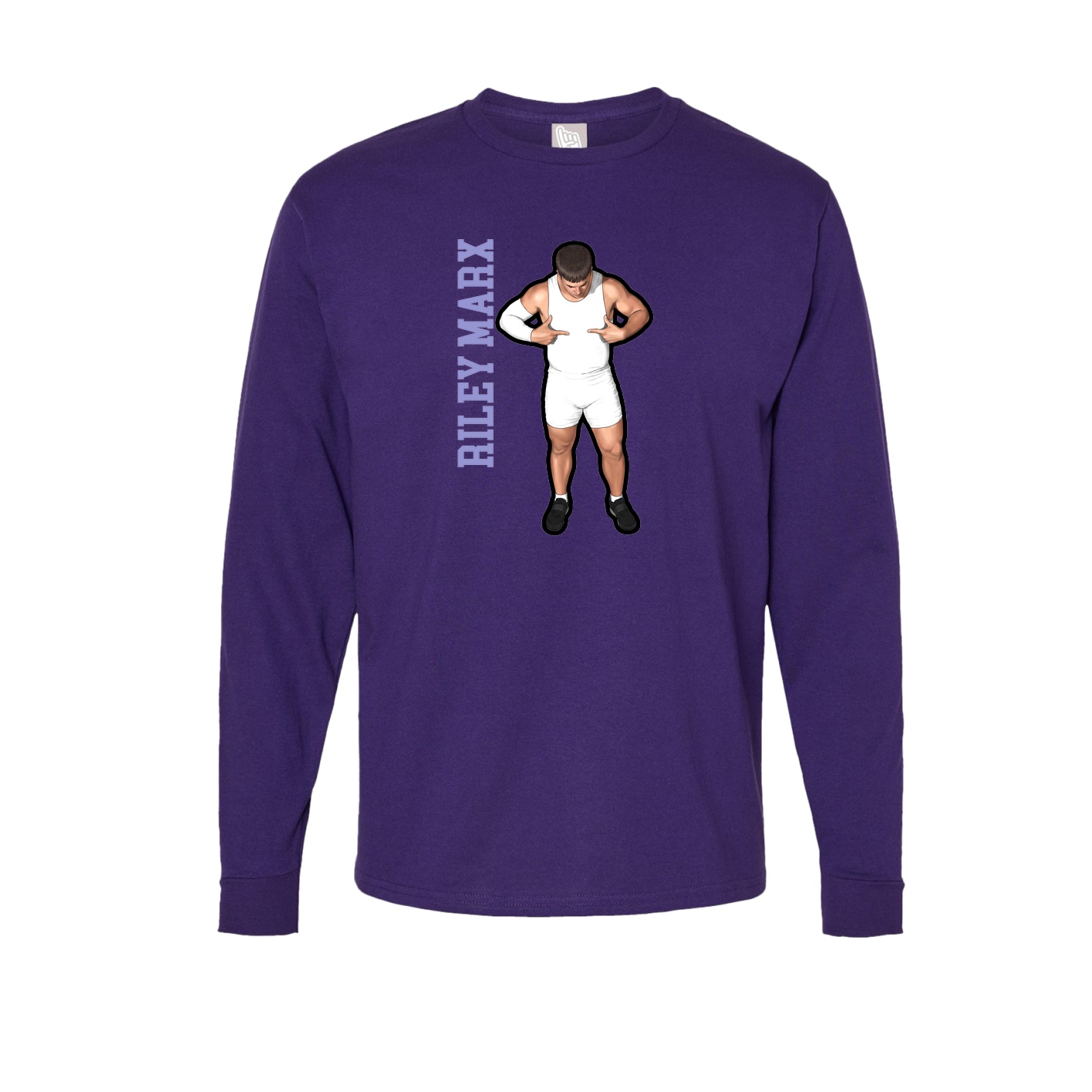 Long Sleeve Tee — Name Vertical in Purple