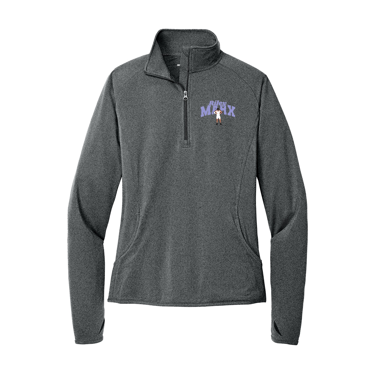 Women's Q-Zip Pullover — Signature Arch in Grey