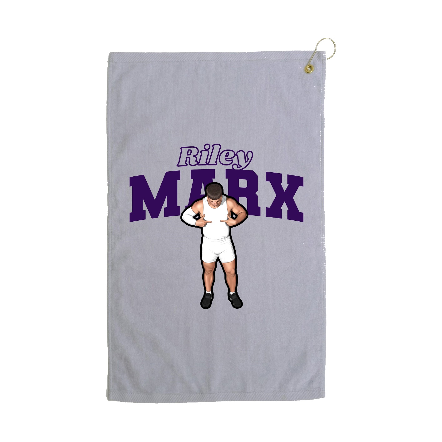 Golf Towel — Name Arch in Grey