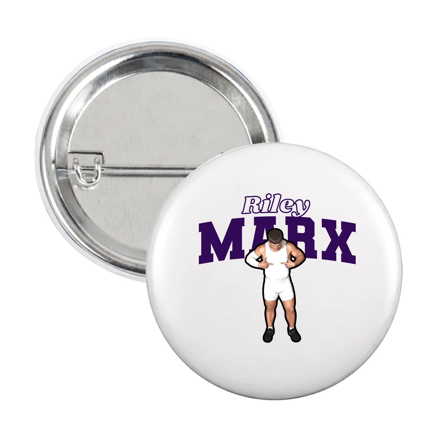 Game Day Button — Name Arch in White