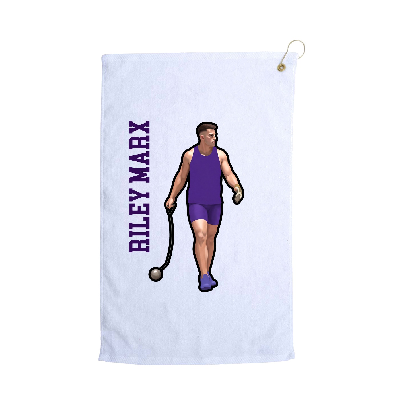 Golf Towel — Name Vertical in White
