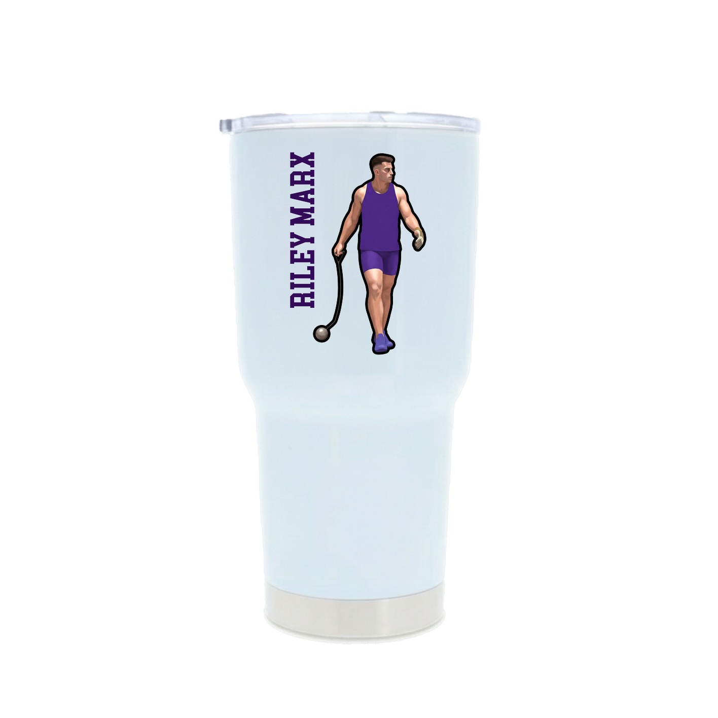 30oz Stainless Steel Tumbler — Name Vertical in White