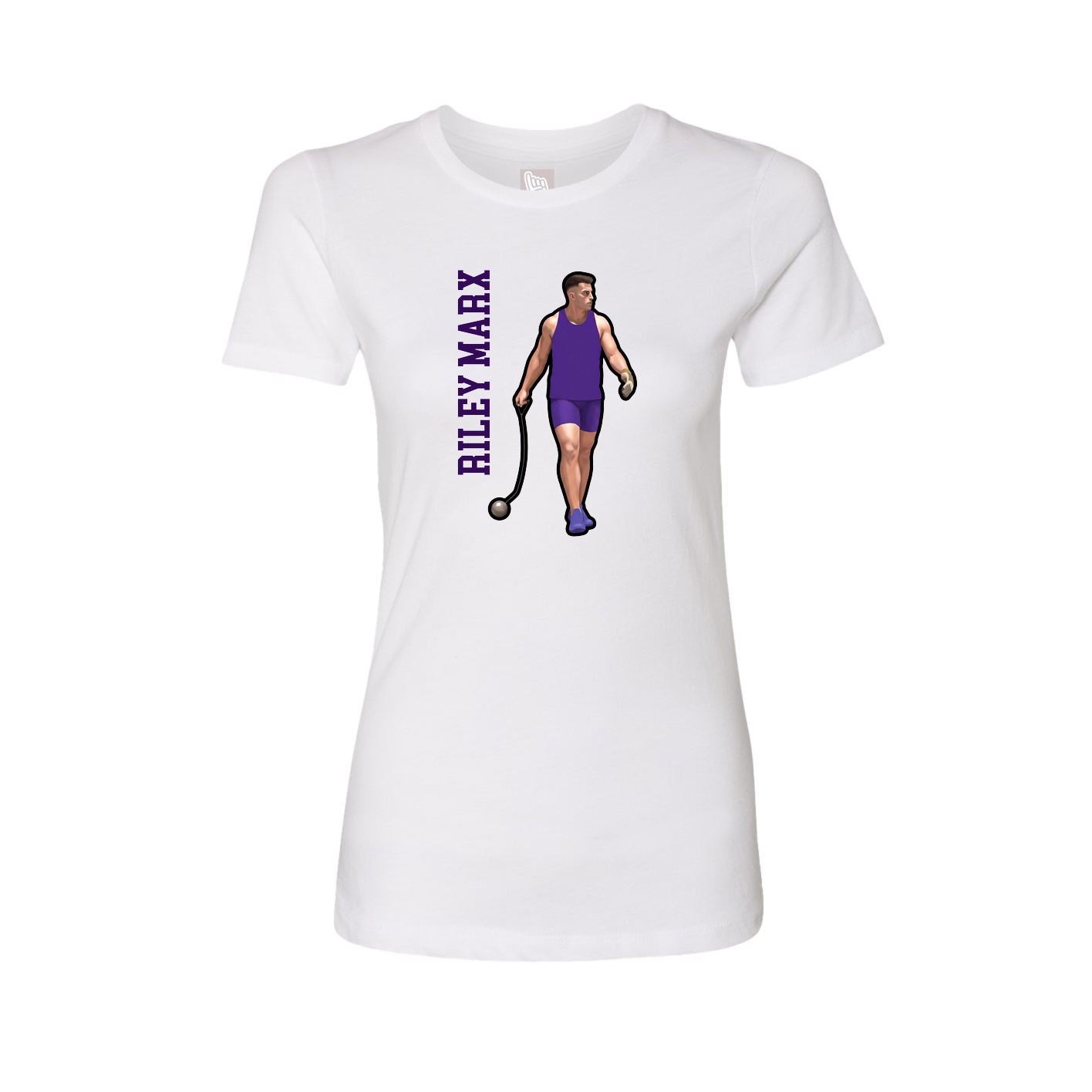 Fitted Women's Tee — Name Vertical in White