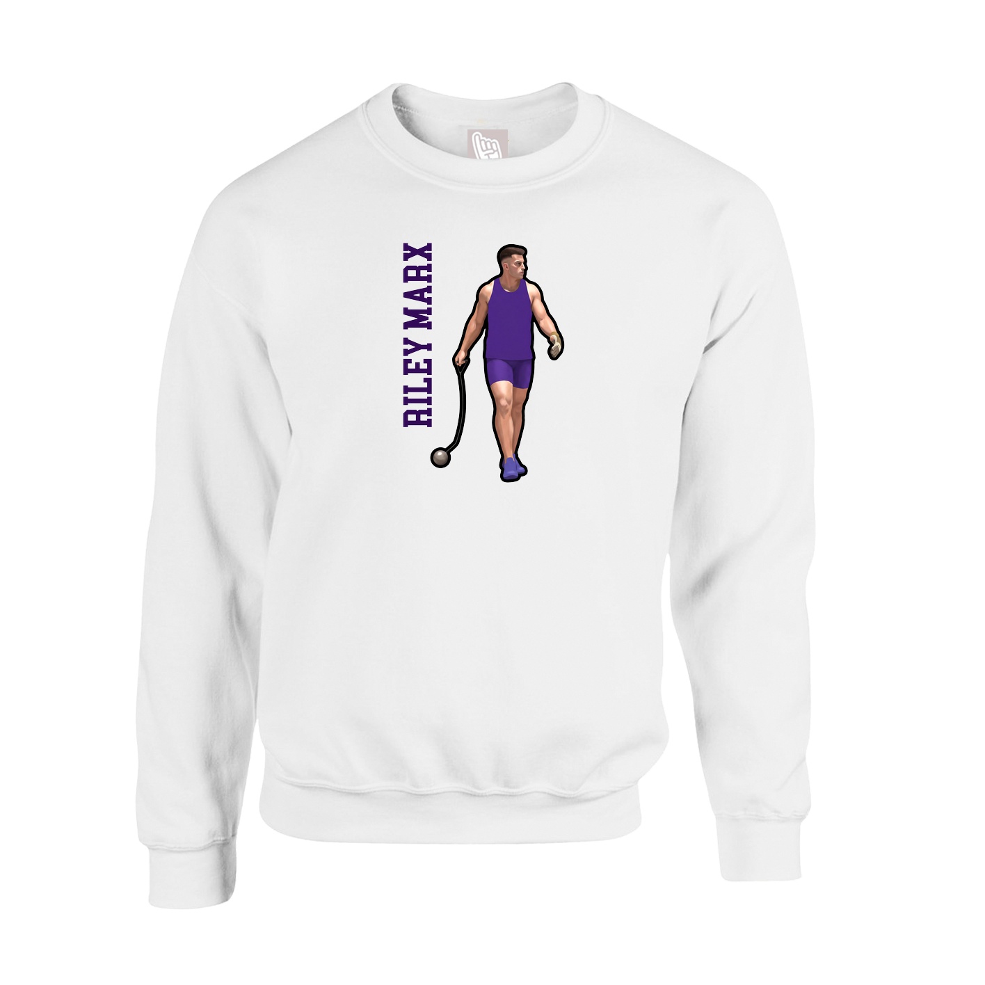 Fleece Crew — Name Vertical in White