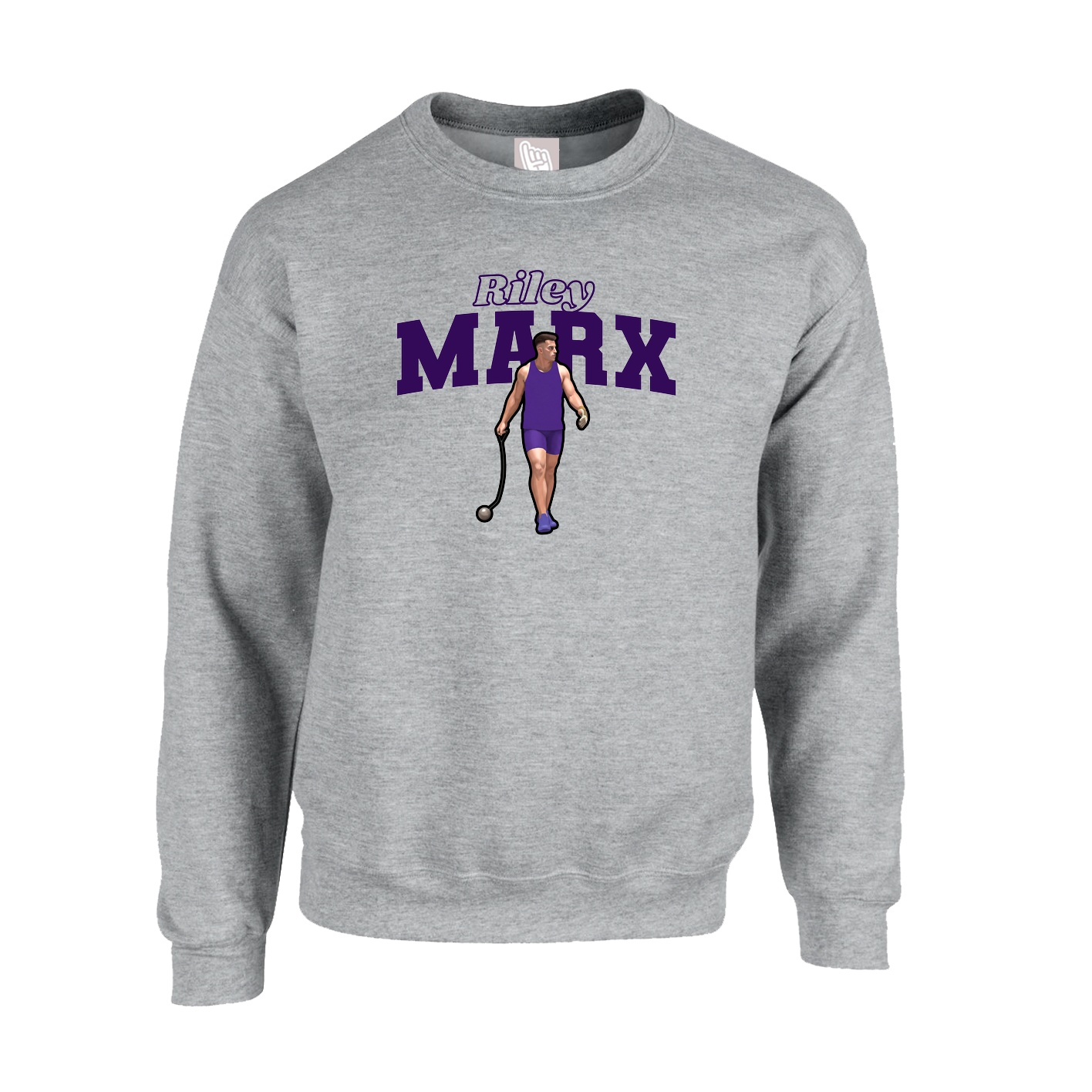 Fleece Crew — Name Arch in Grey