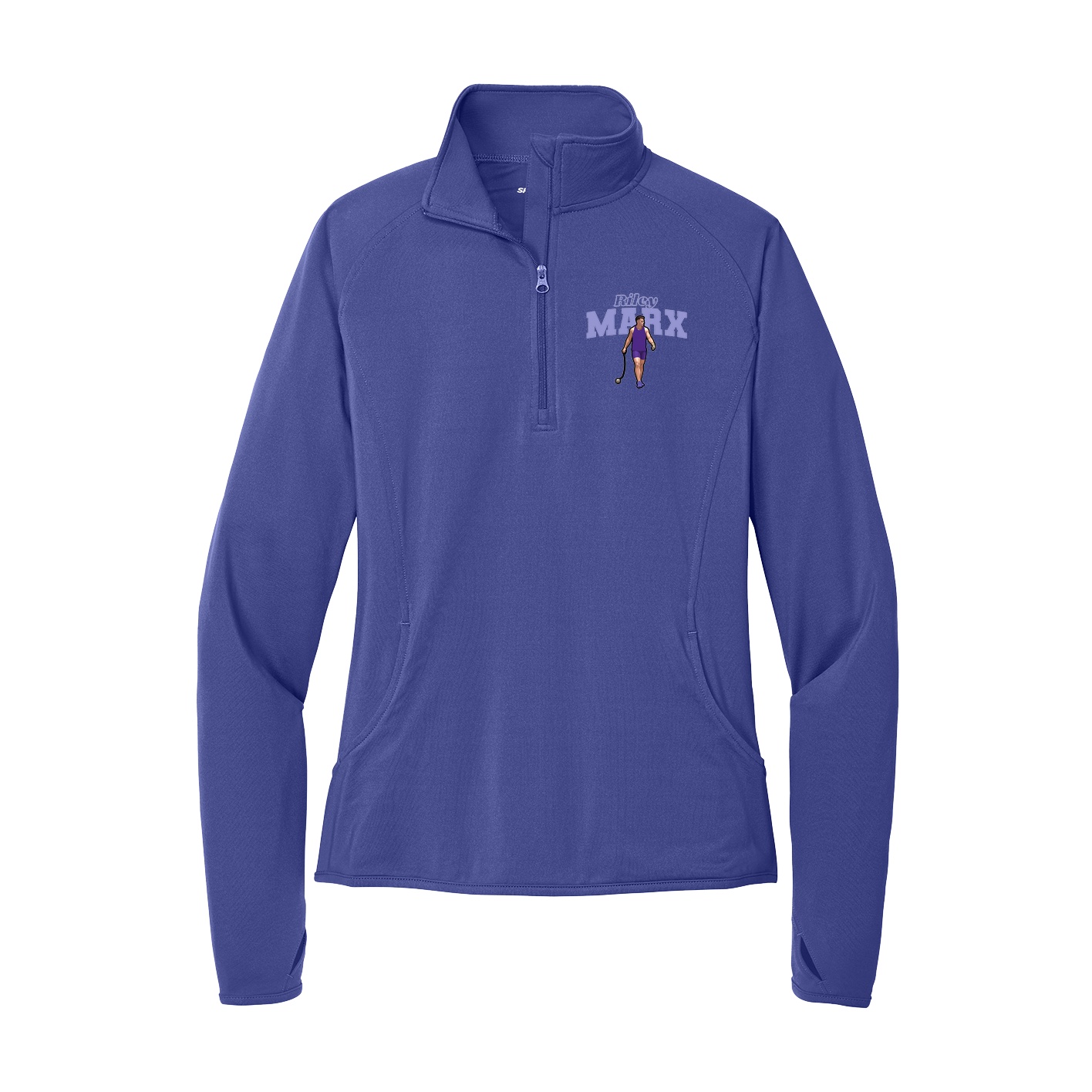 Women's Q-Zip Pullover — Name Arch in Purple