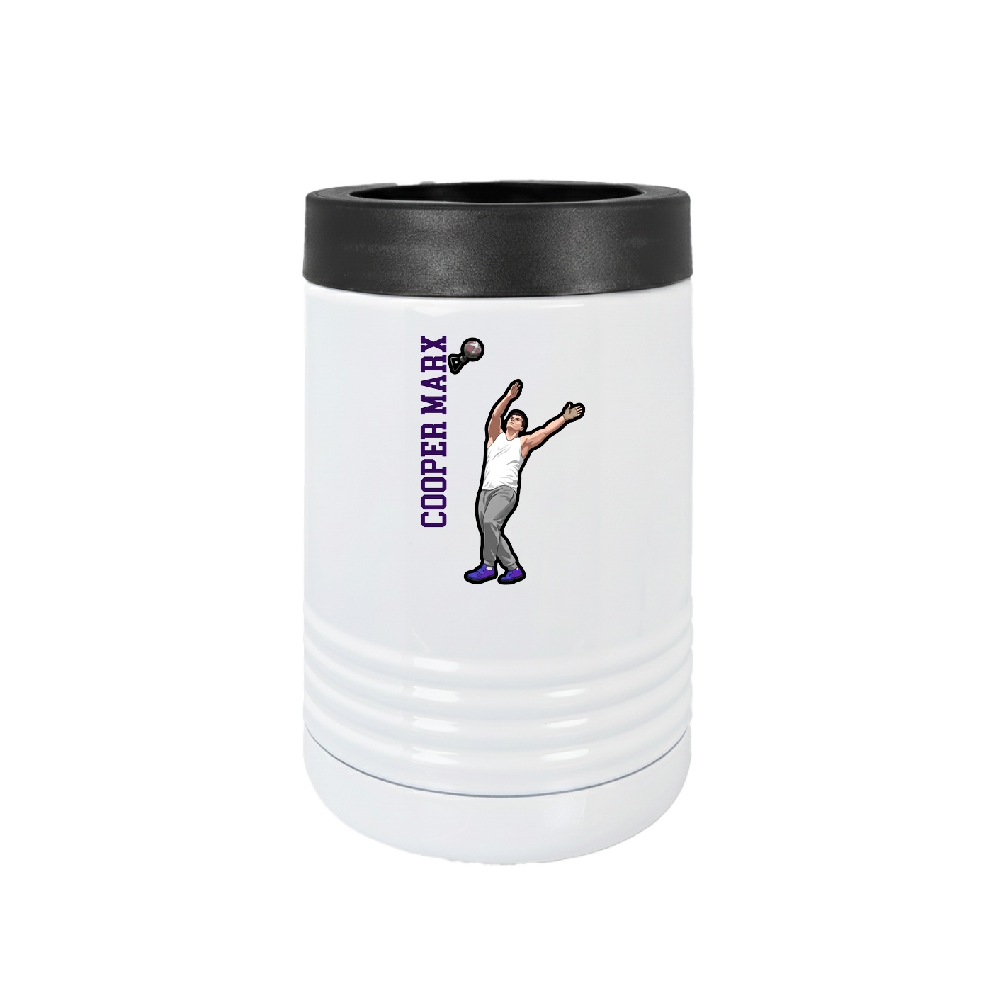 Beverage Holder — Name Vertical in White