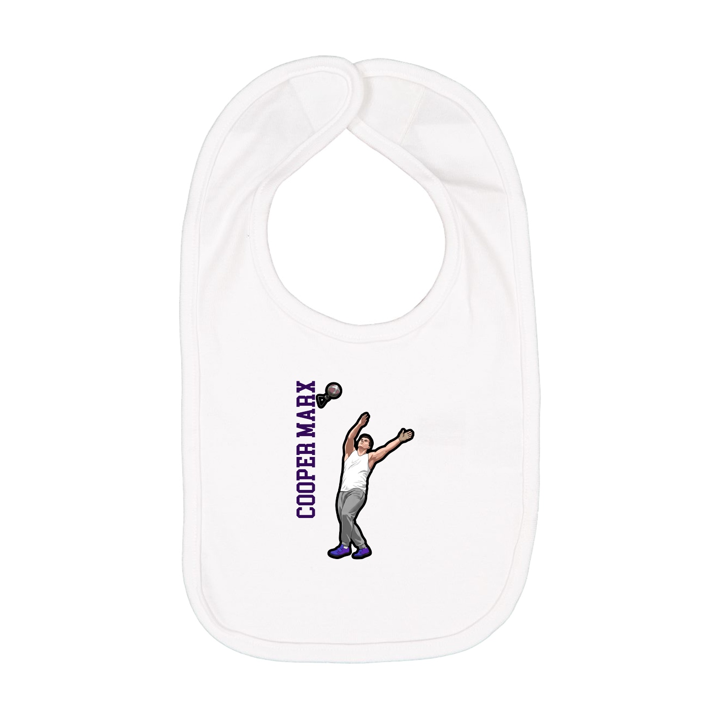 Infant Bib — Name Vertical in White