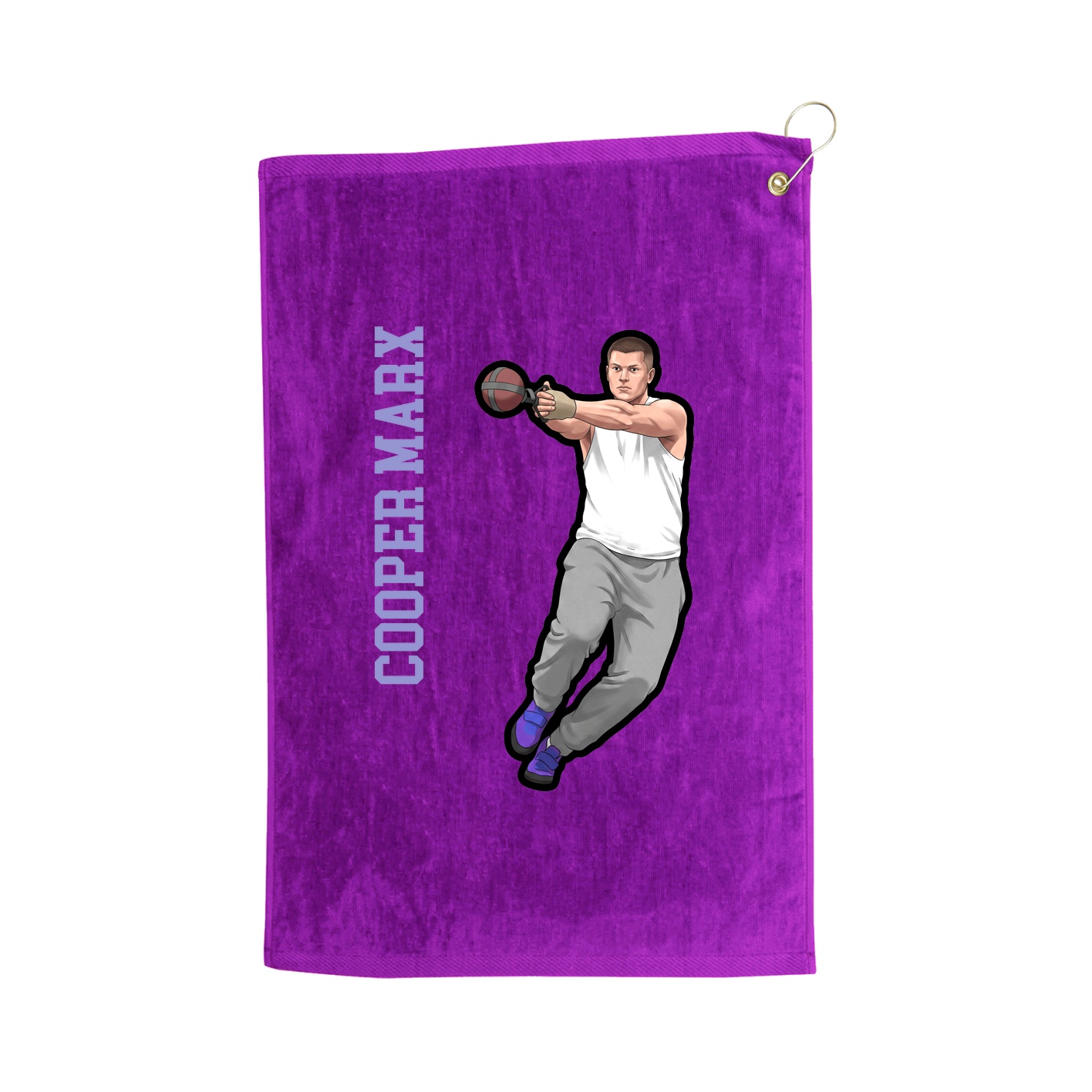 Golf Towel — Name Vertical in Purple