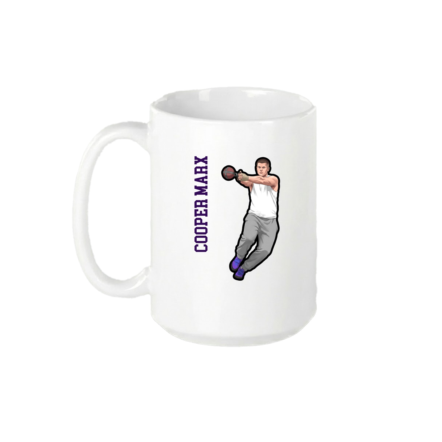 15oz Coffee Mug — Name Vertical in White