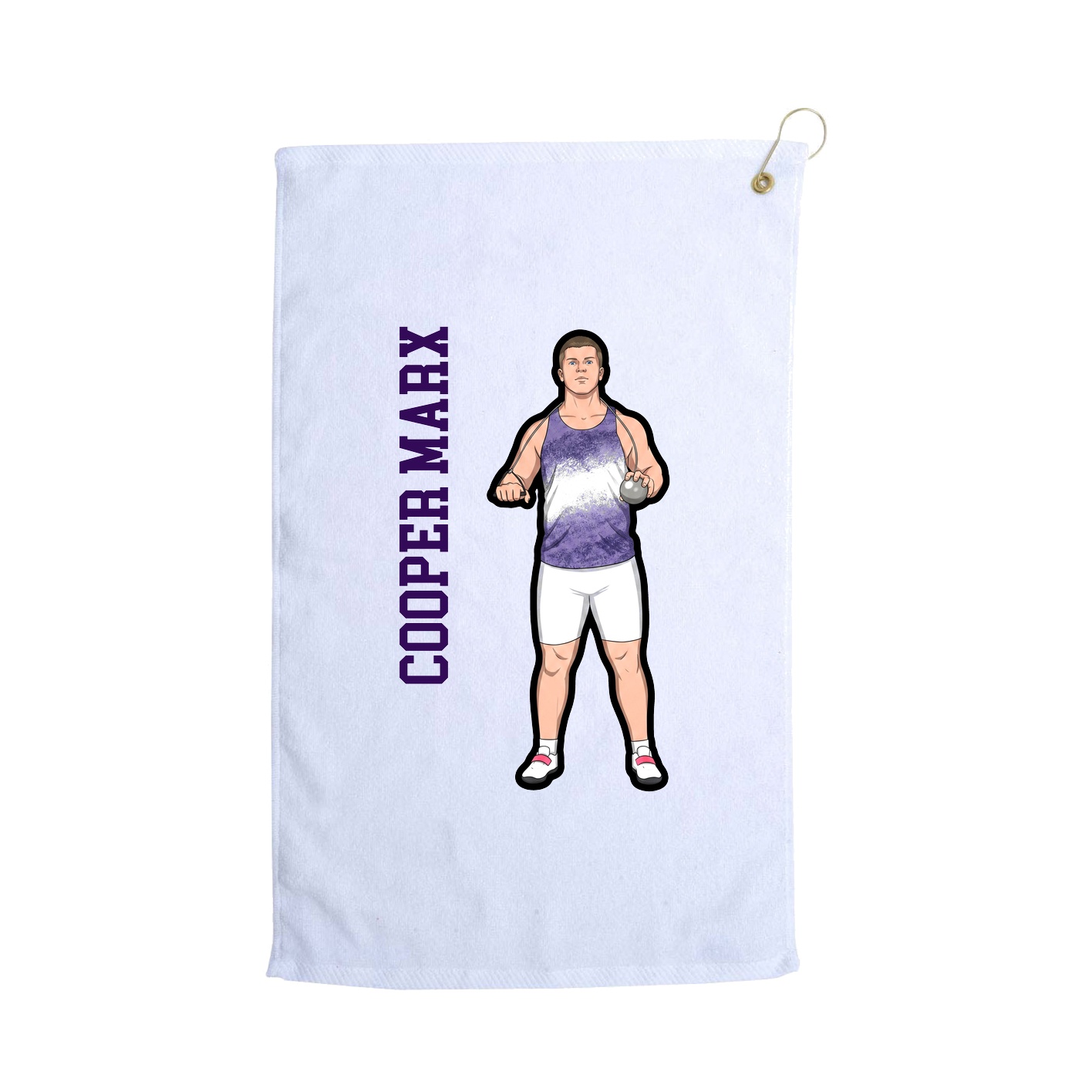 Golf Towel — Name Vertical in White