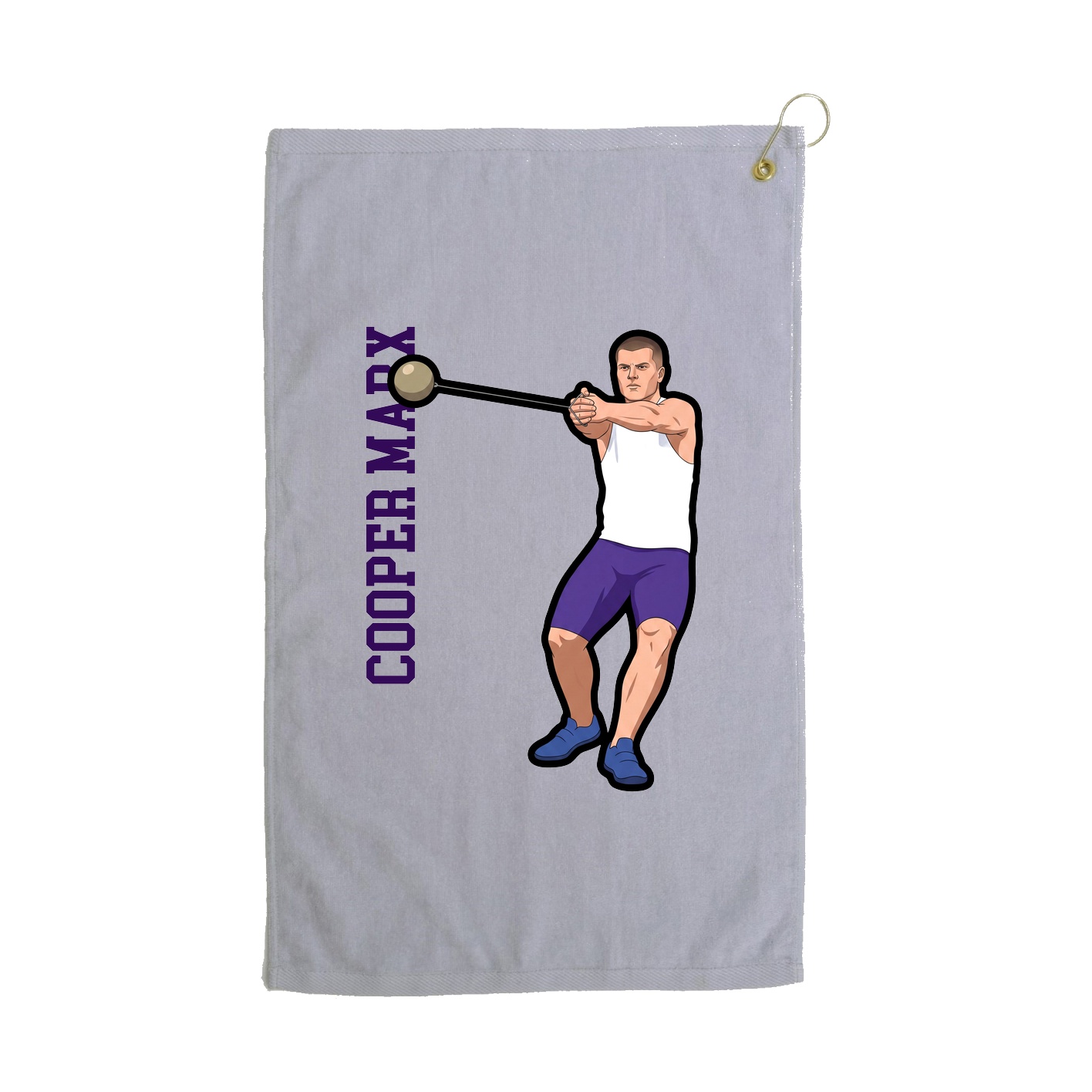Golf Towel — Name Vertical in Grey