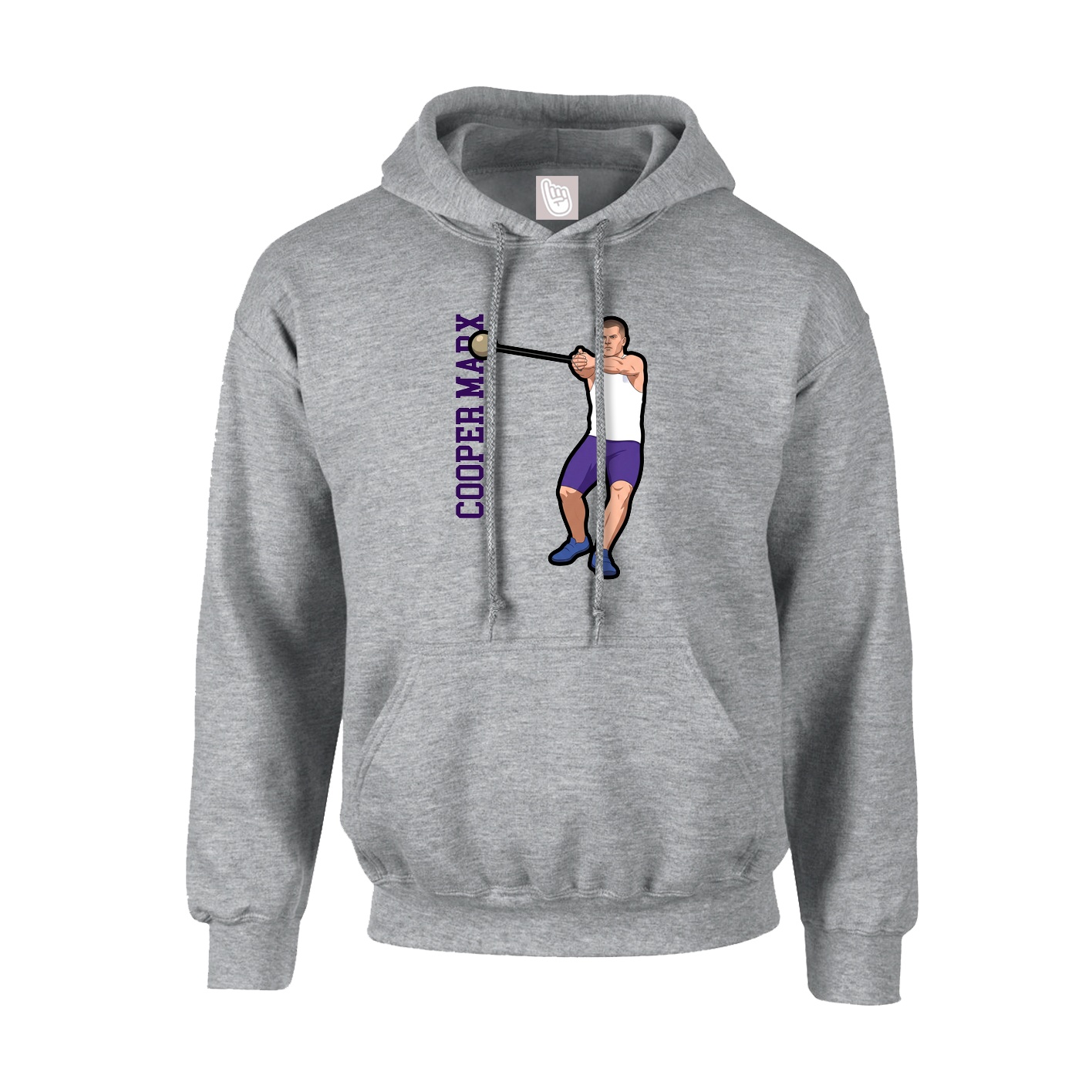 Hoodie — Name Vertical in Grey