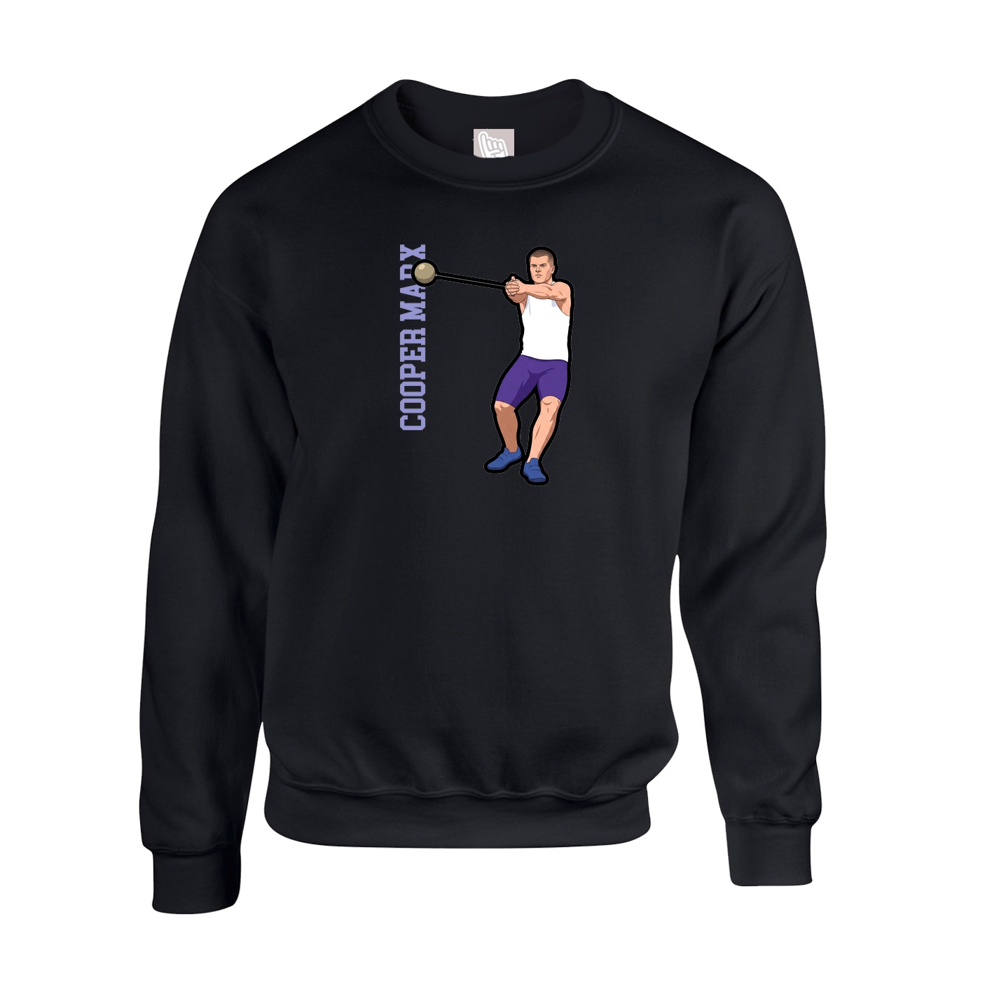 Fleece Crew — Name Vertical in Black