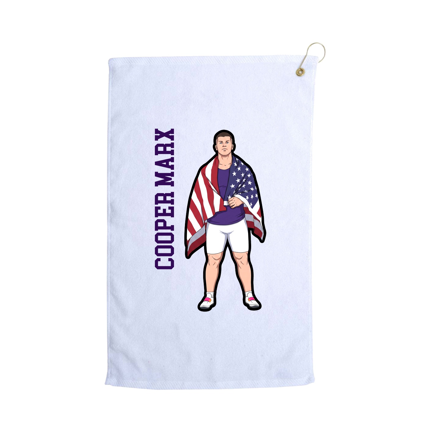 Golf Towel — Name Vertical in White