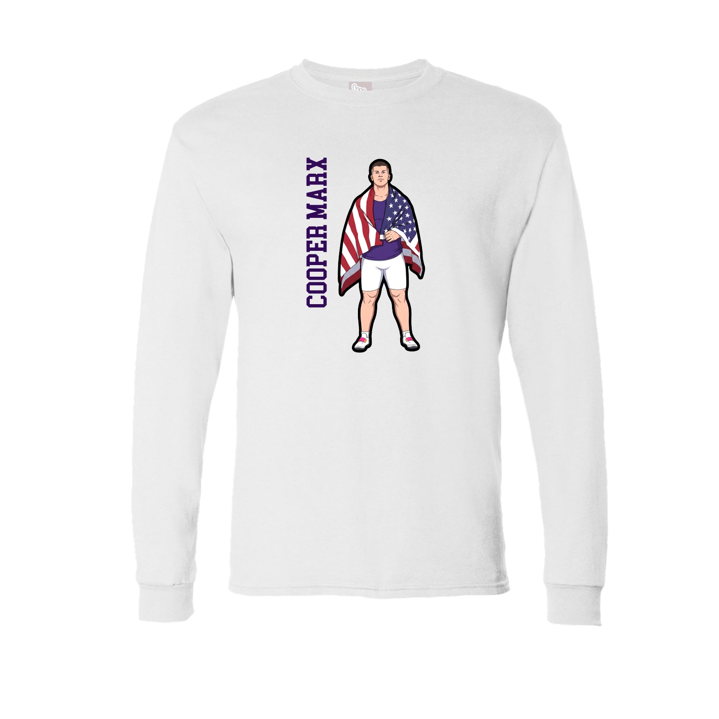 Long Sleeve Tee — Name Vertical in White