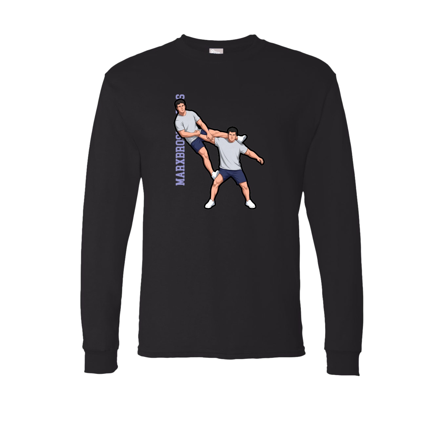 Long Sleeve Tee — Name Vertical in Black