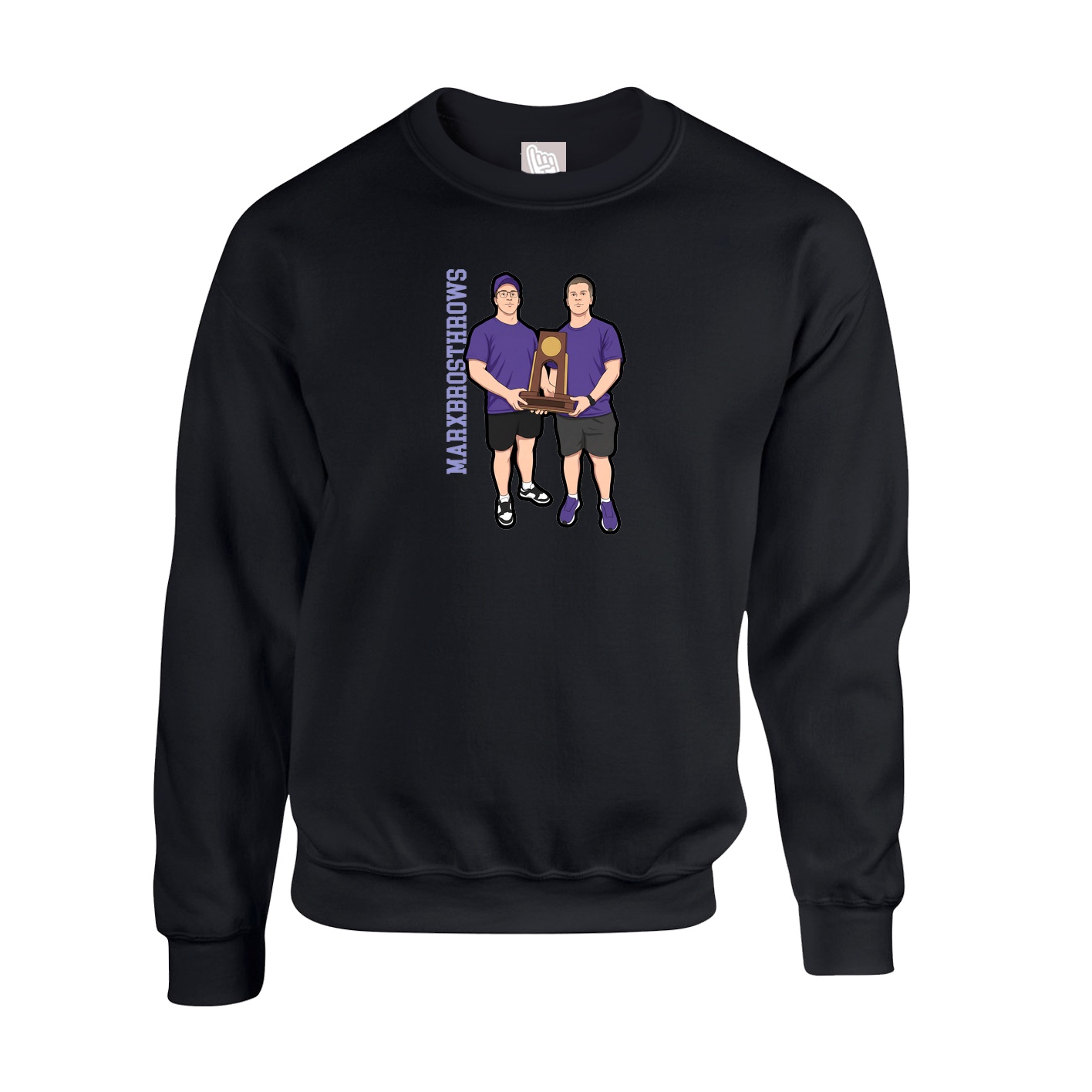 Fleece Crew — Name Vertical in Black