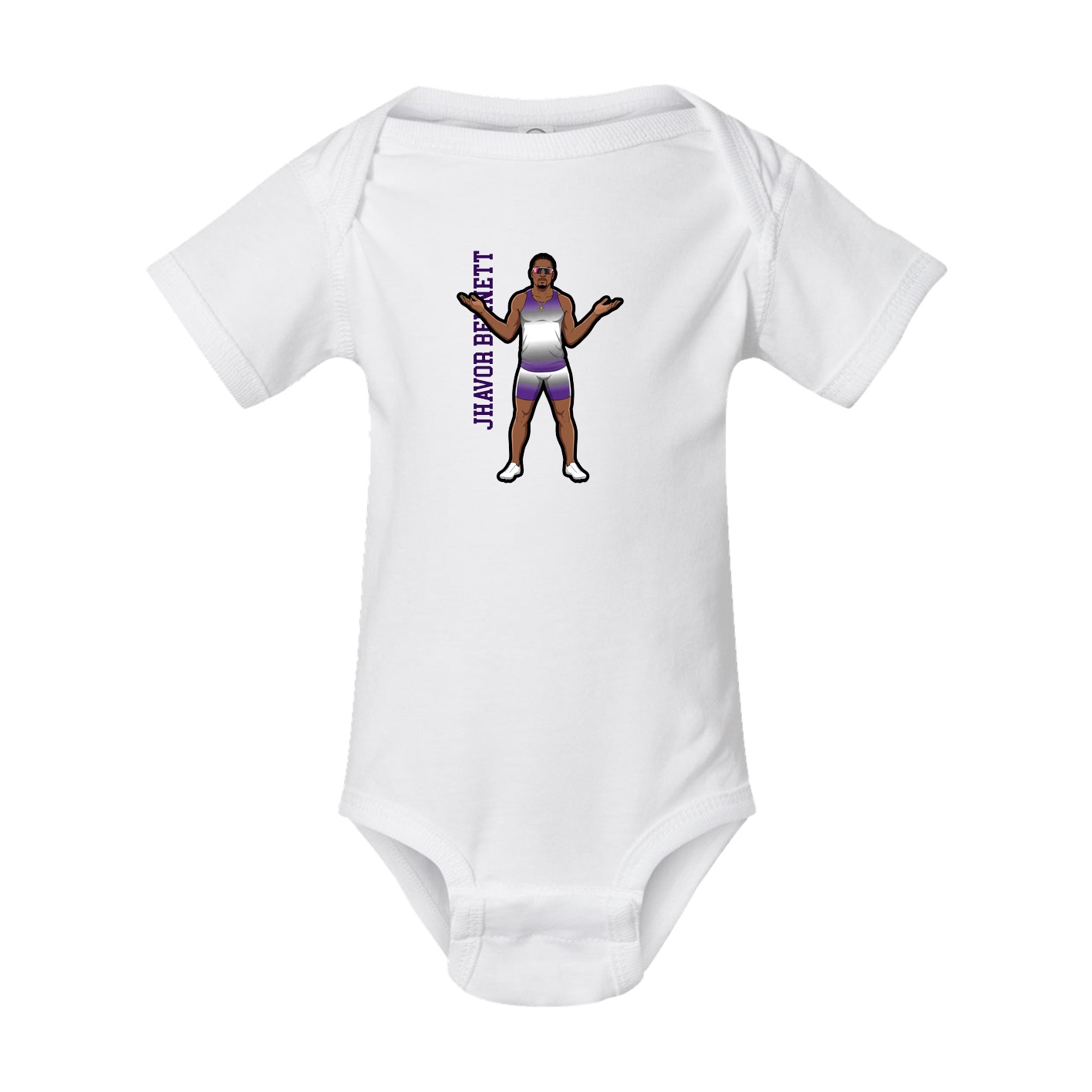 Baby Onesie — Name Vertical in White