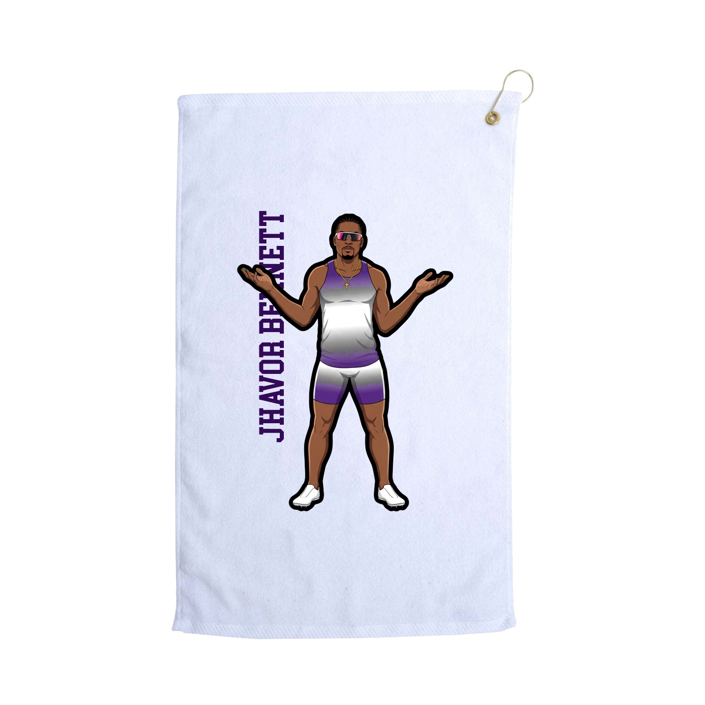 Golf Towel — Name Vertical in White