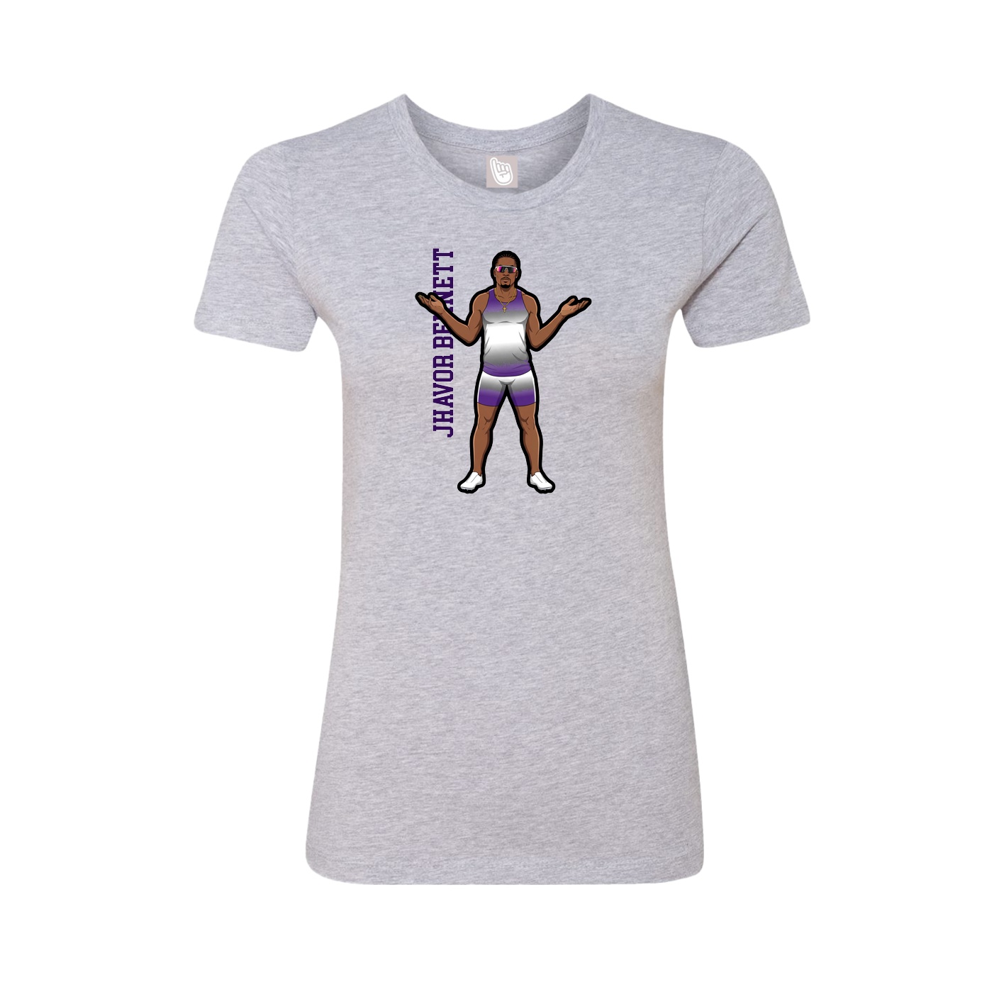 Fitted Women's Tee — Name Vertical in Grey
