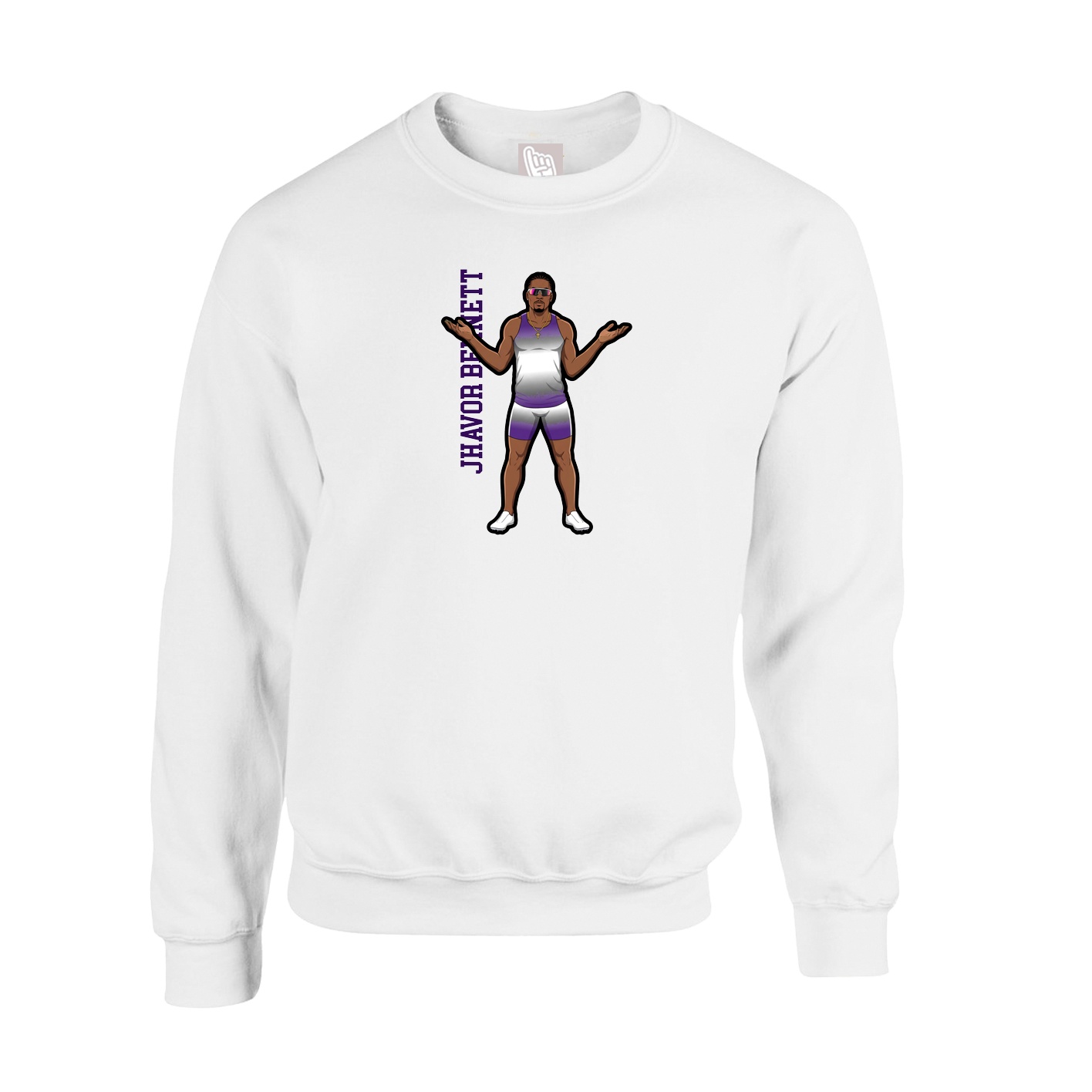 Fleece Crew — Name Vertical in White