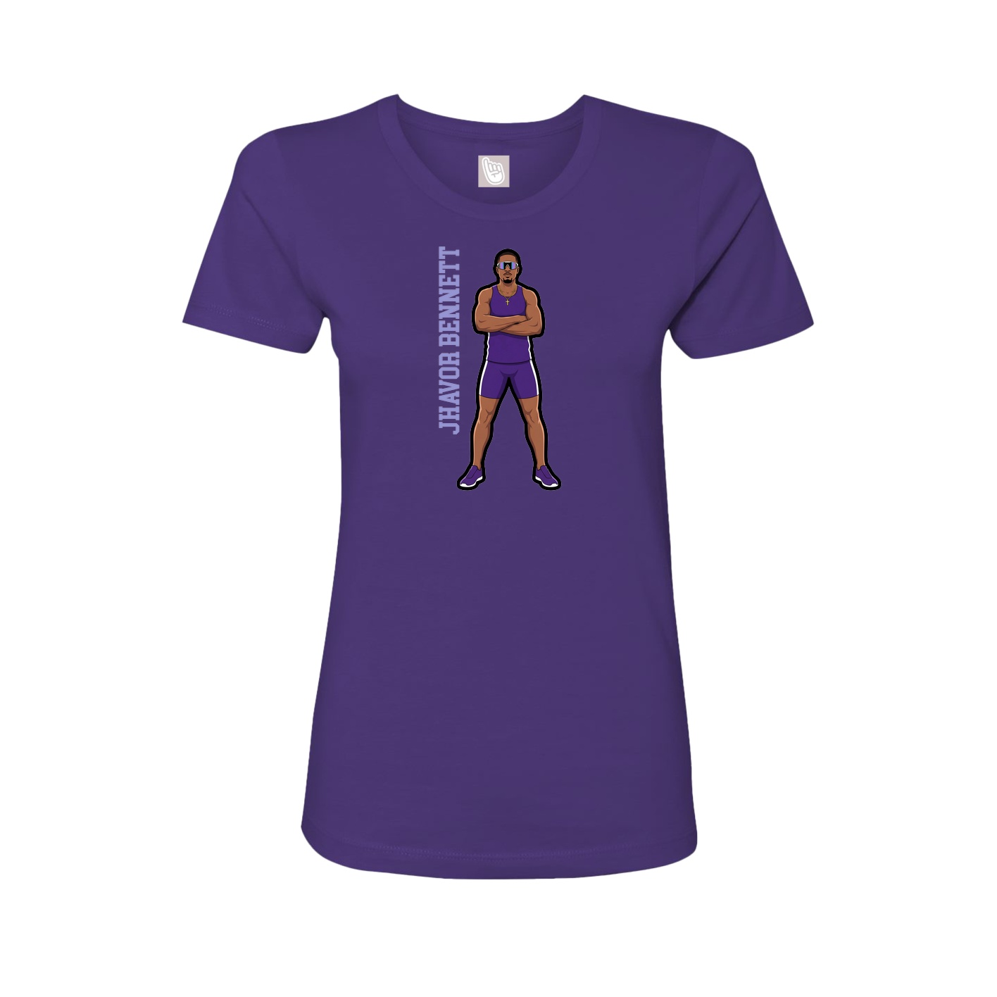 Fitted Women's Tee — Name Vertical in Purple
