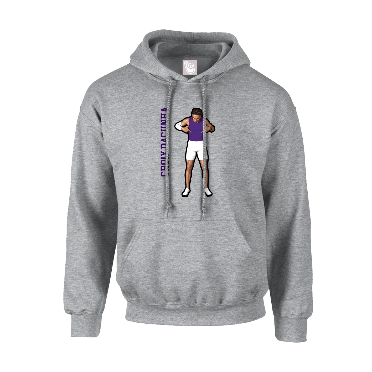 Hoodie — Name Vertical in Grey