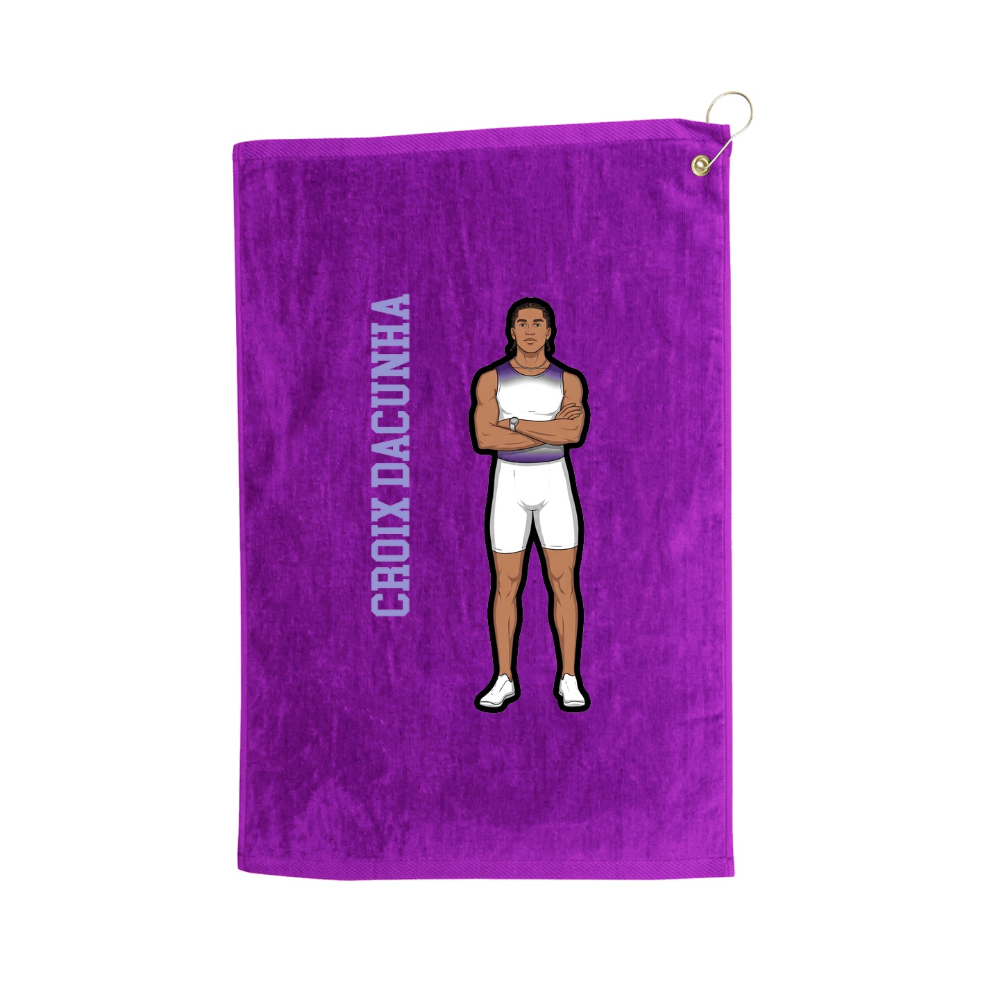 Golf Towel — Name Vertical in Purple