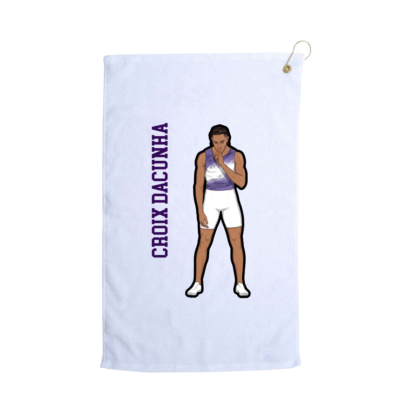 Golf Towel — Name Vertical in White