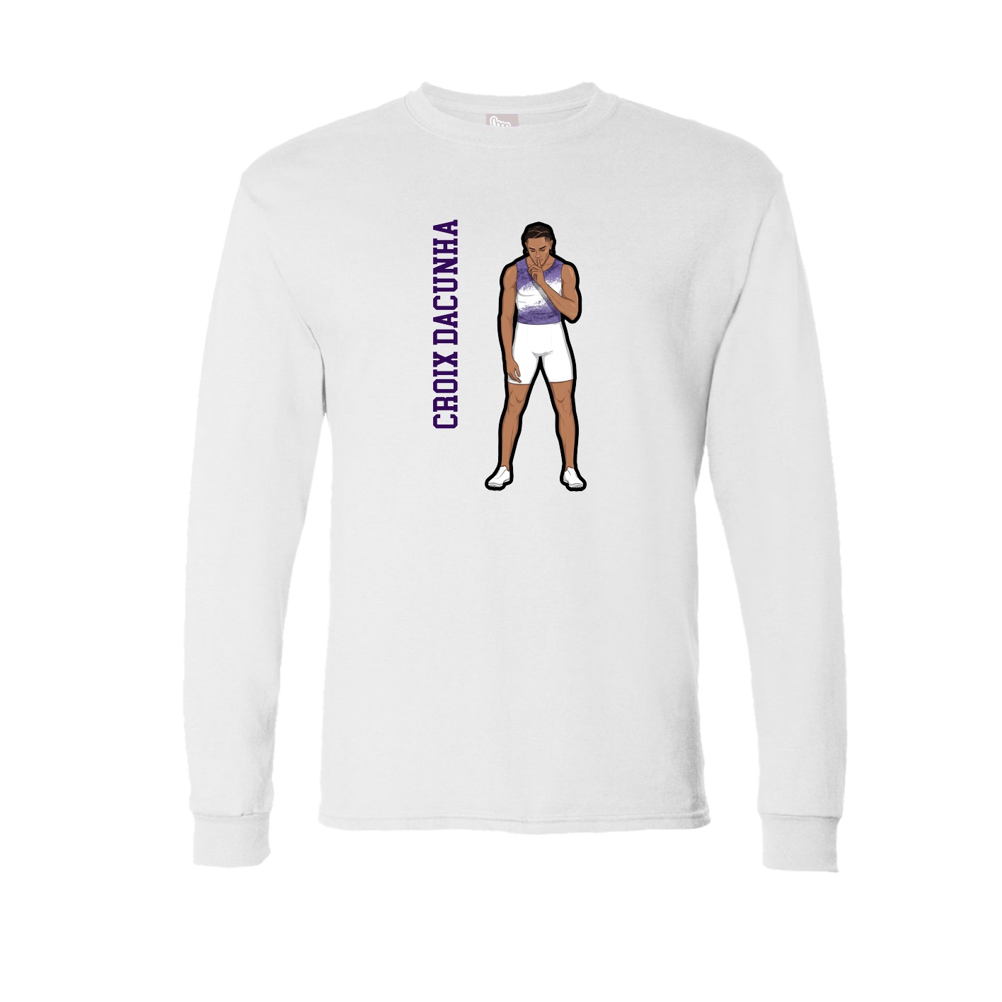 Long Sleeve Tee — Name Vertical in White