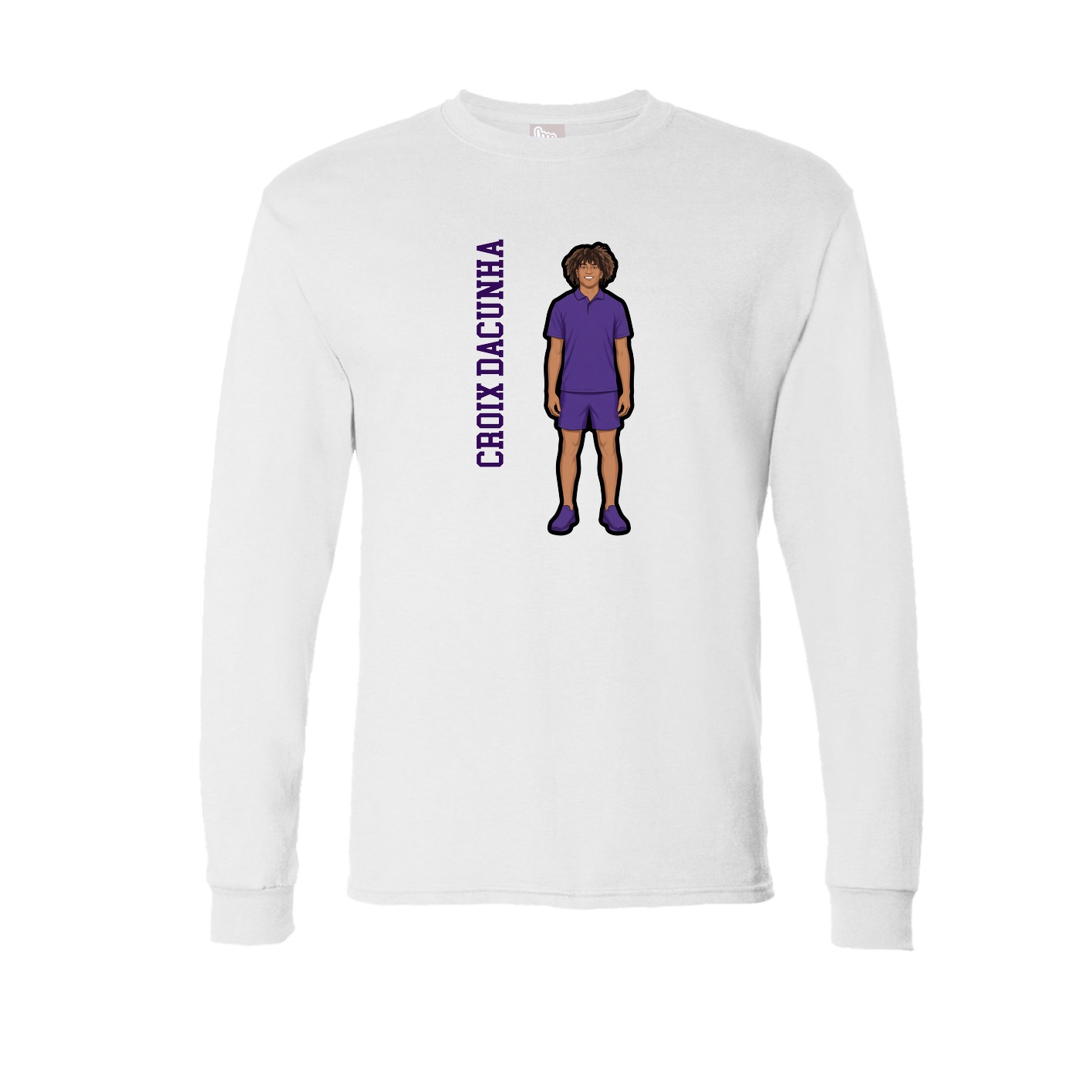 Long Sleeve Tee — Name Vertical in White