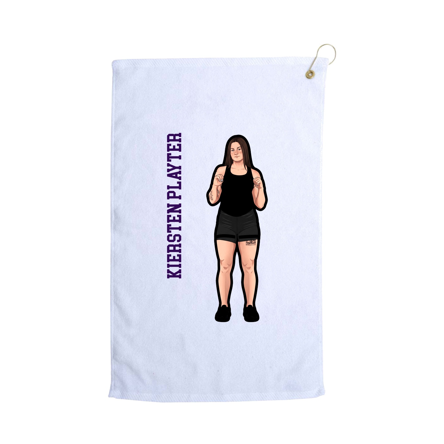 Golf Towel — Name Vertical in White