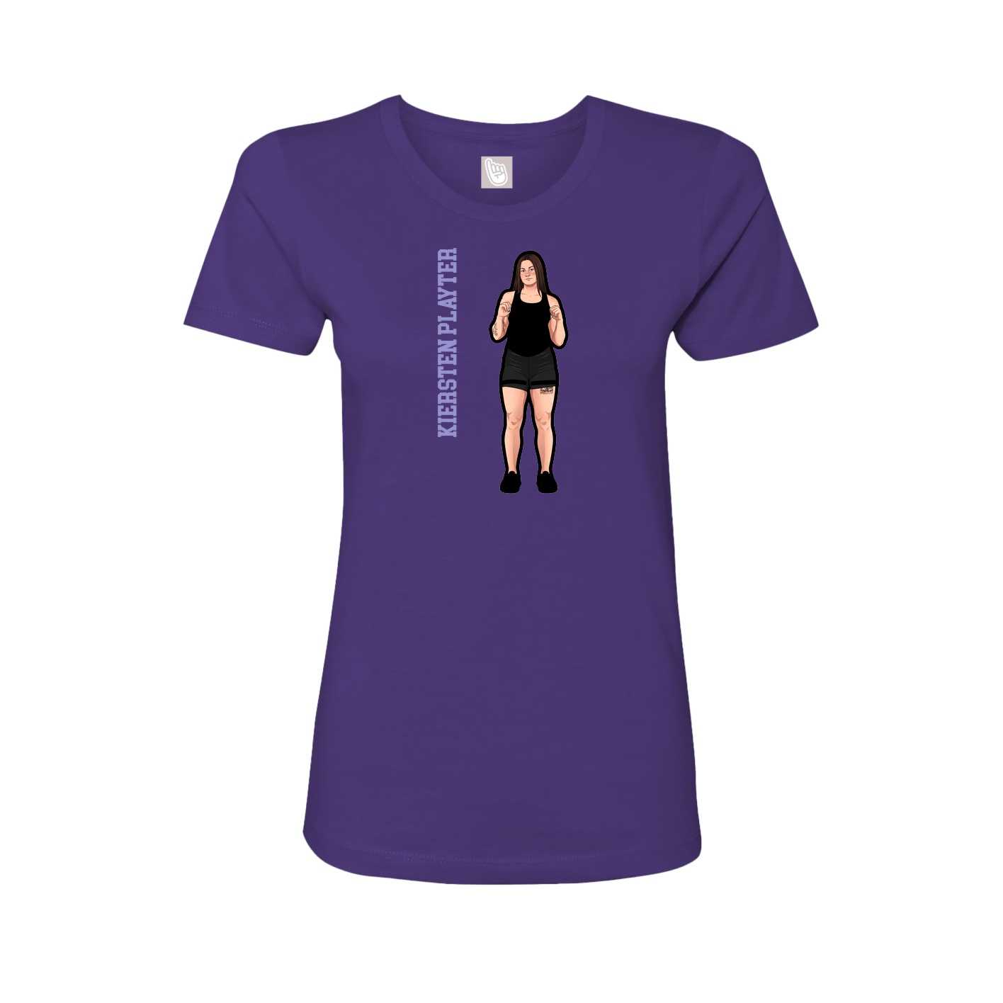 Fitted Women's Tee — Name Vertical in Purple